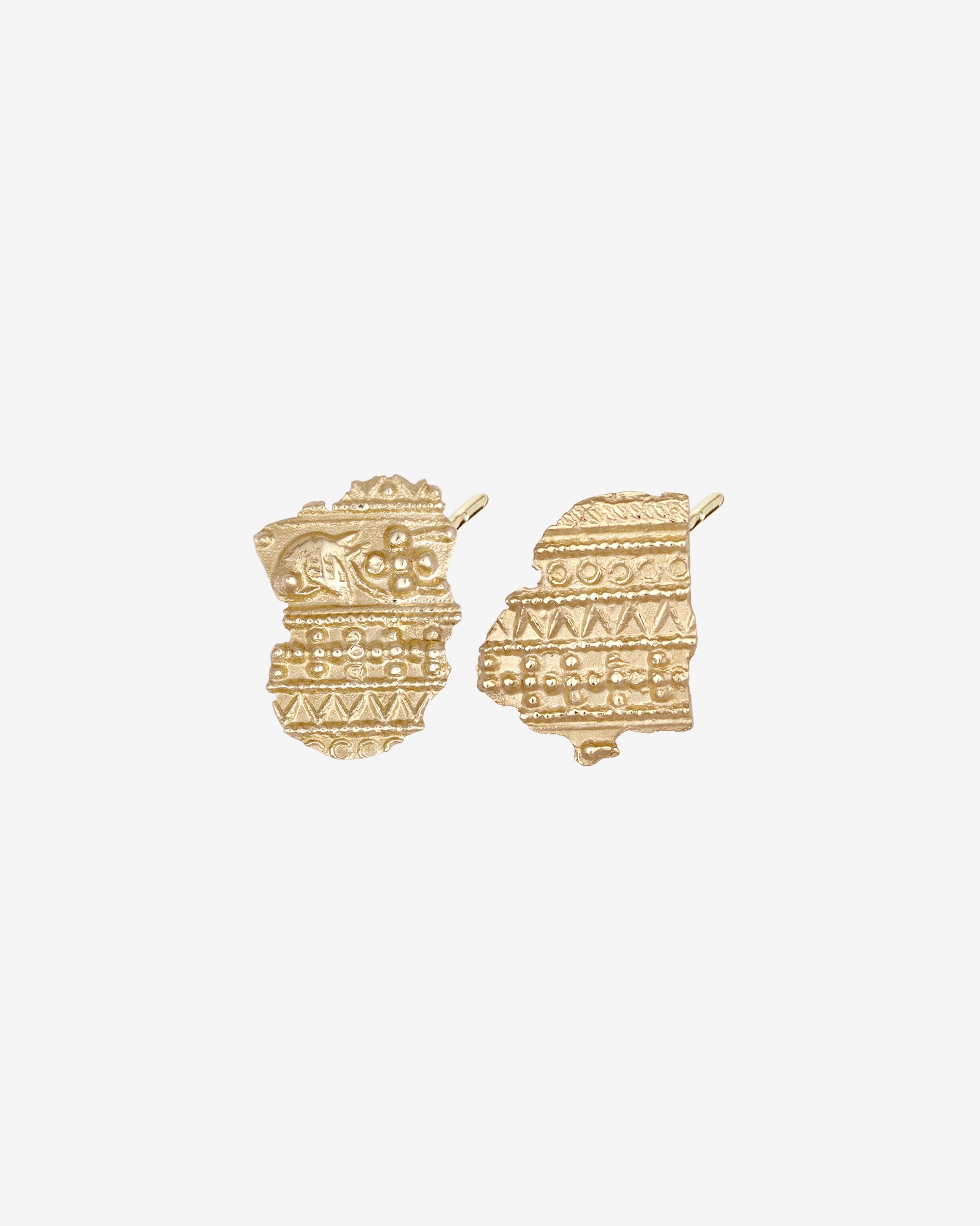 Relic VII Asymmetrical Earrings Solid Gold