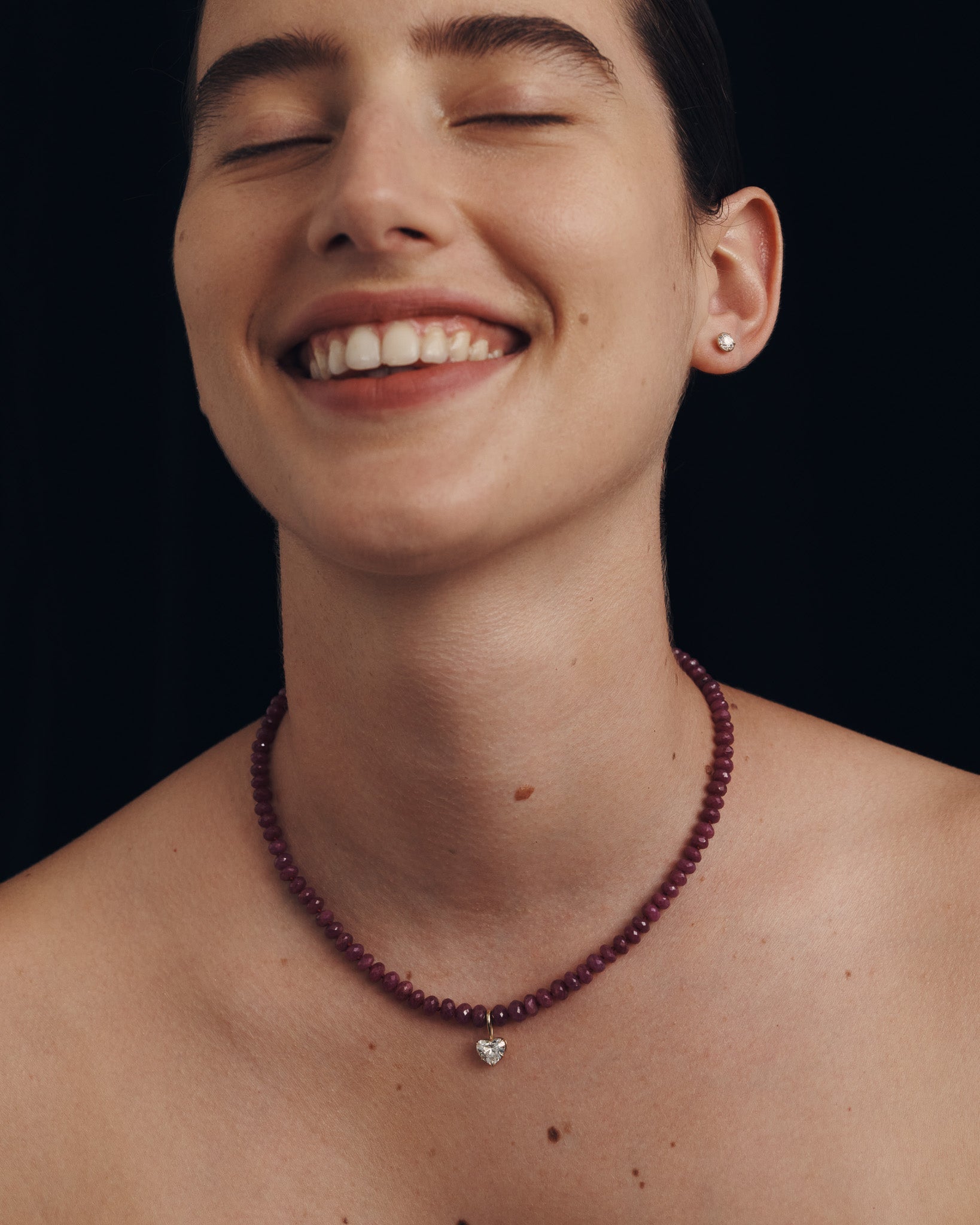 Ruby Diamond Necklace Solid Gold
