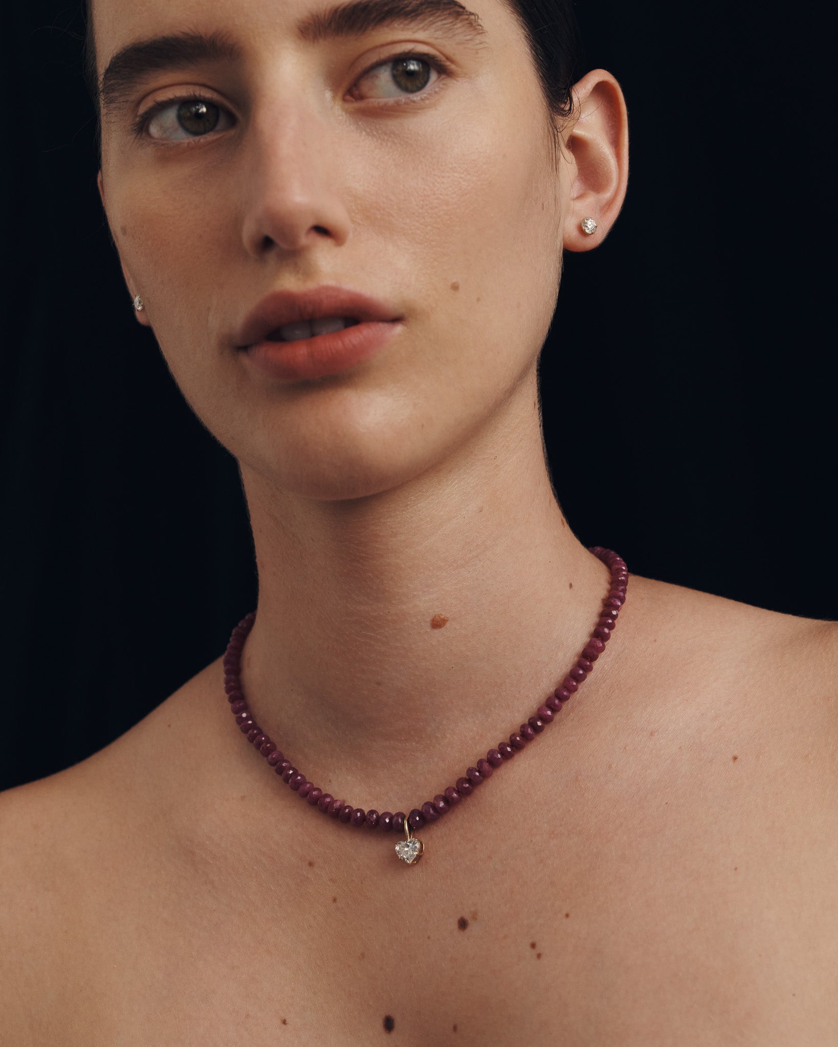 Ruby Diamond Necklace Solid Gold