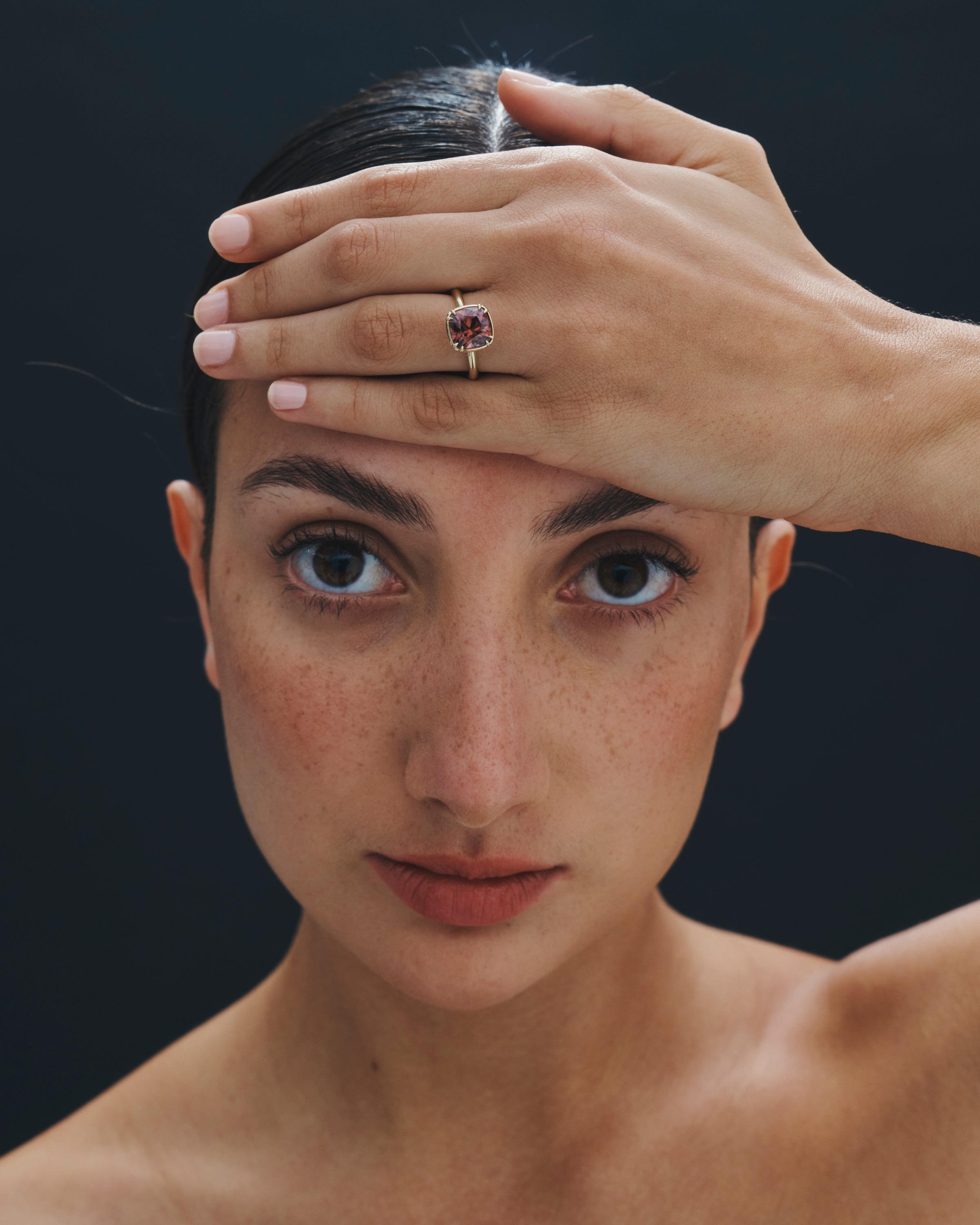 Azalea Cushion Ring 4.97ct Jacinth Zircon Solid Gold