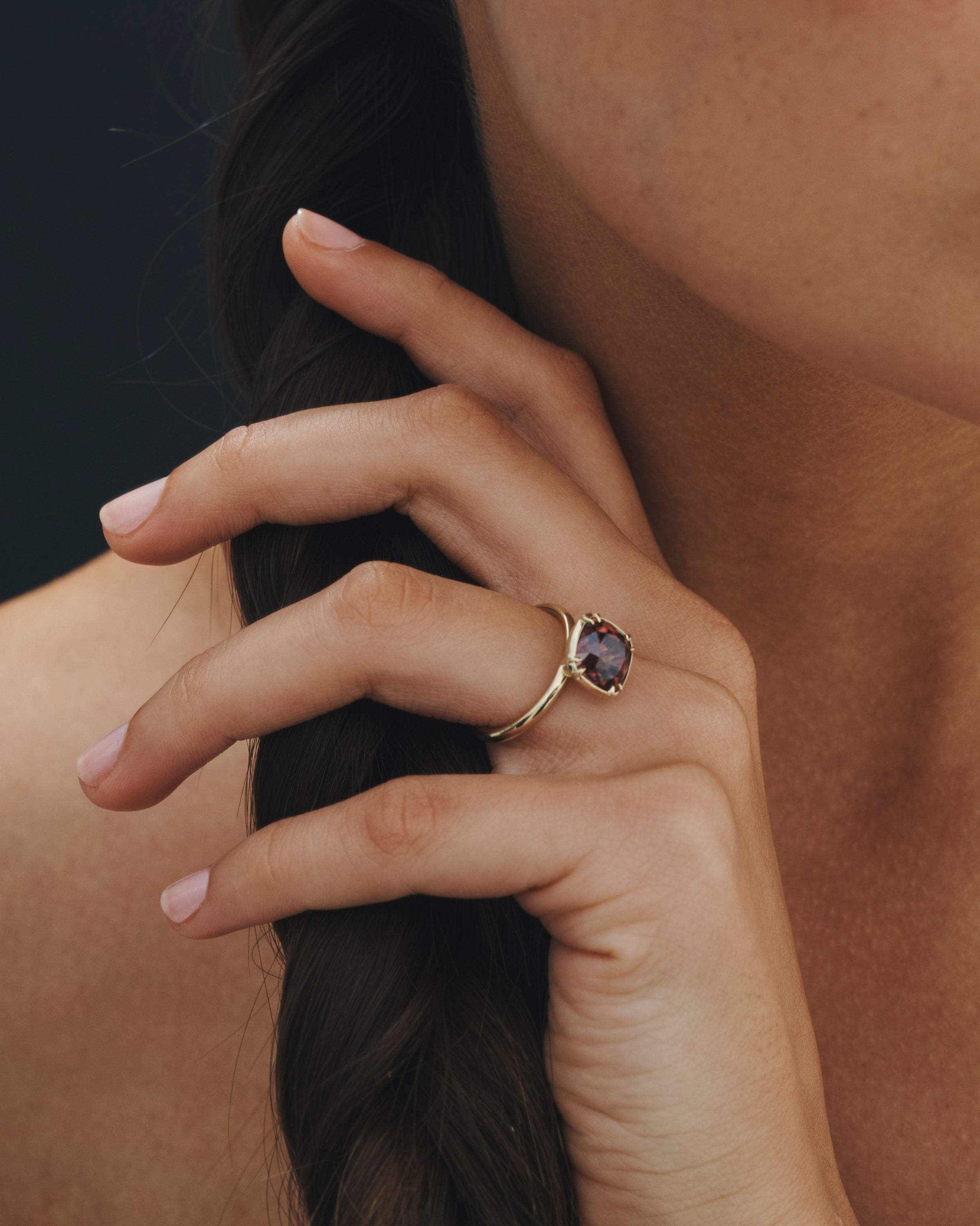 Azalea Cushion Ring 4.97ct Jacinth Zircon Solid Gold