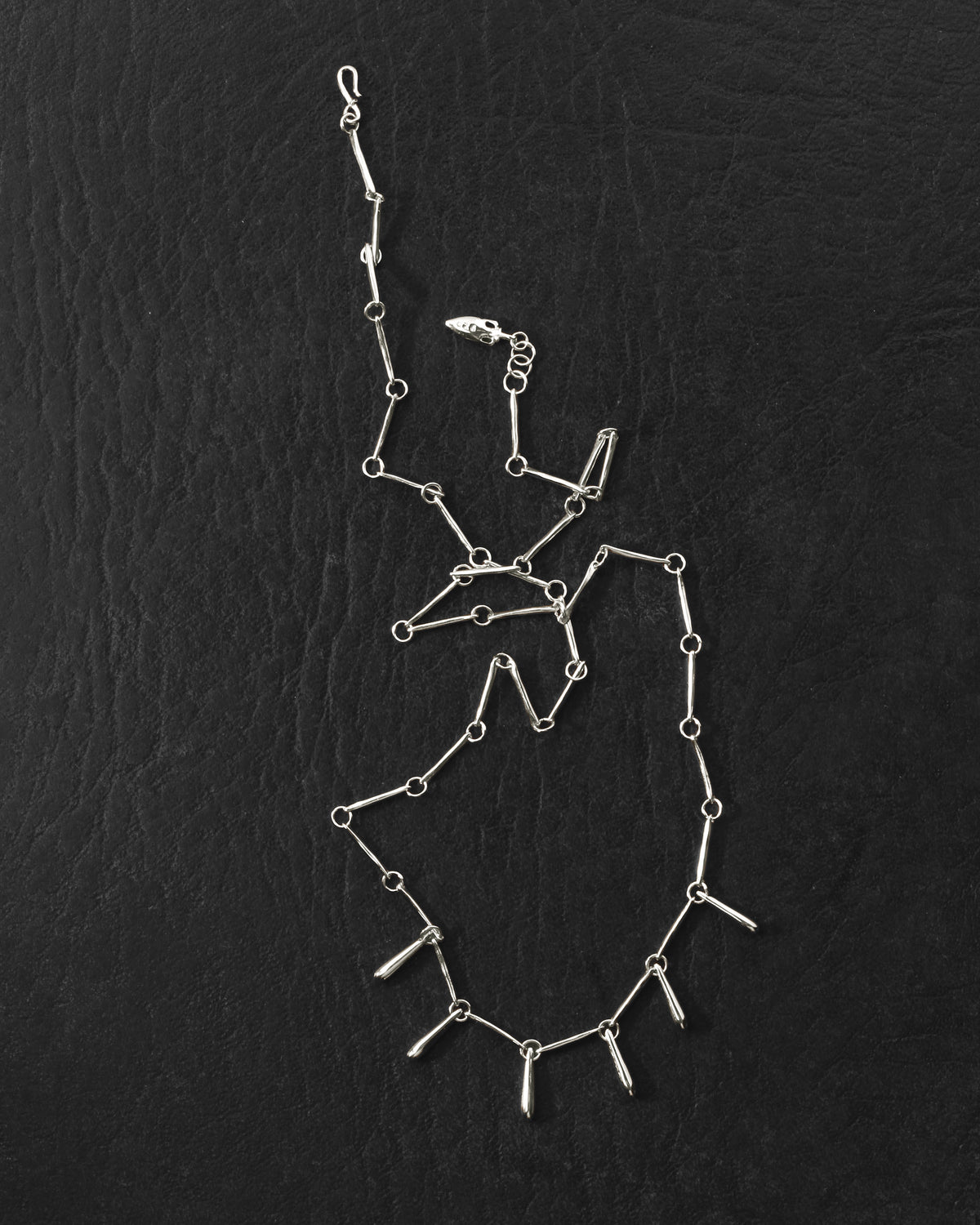 Stilla Necklace Silver on dark leather