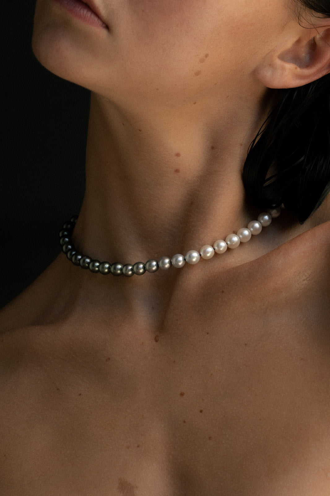 Eclipse Akoya and Tahitian Pearl Necklace White Gold