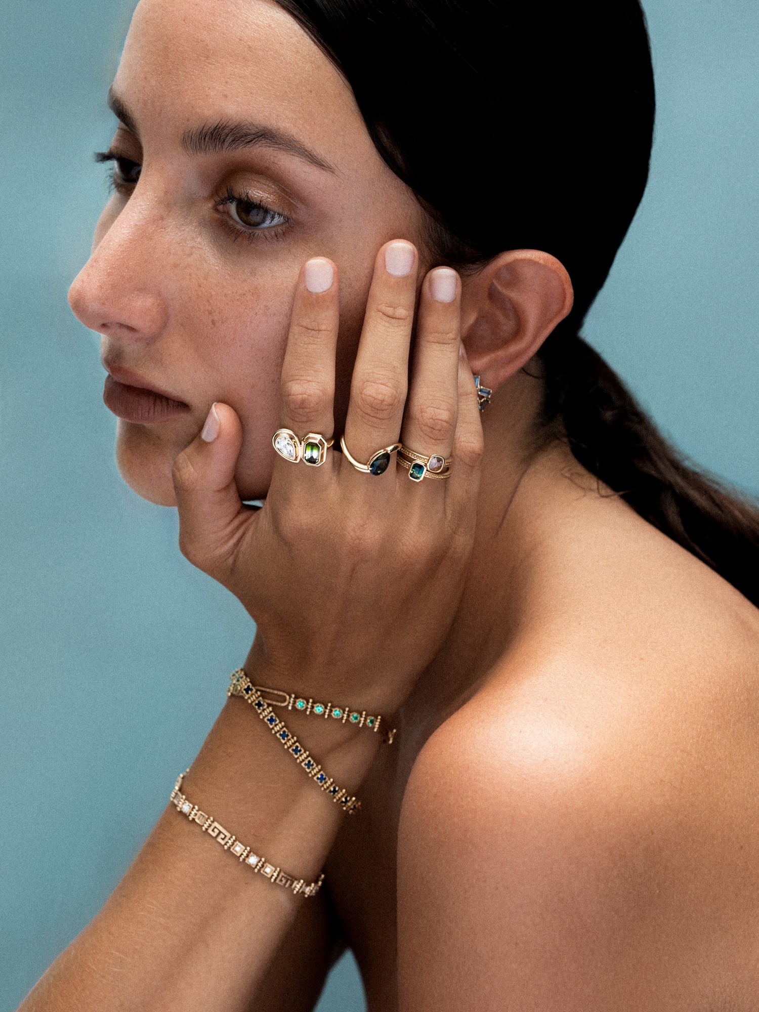 Mila Emerald Cut Ring 0.56ct Parti Sapphire Solid Gold