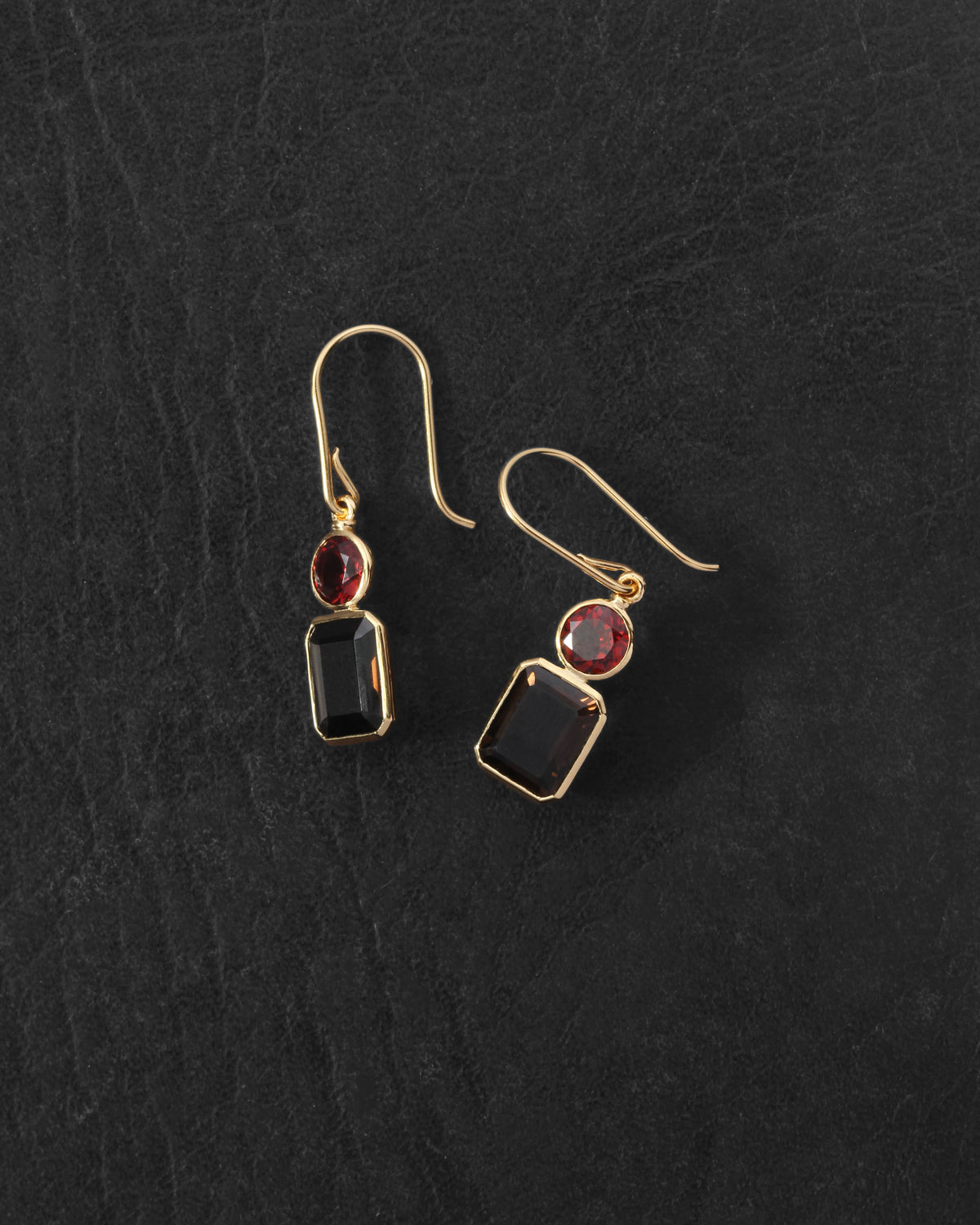 Umber Earrings Gold Vermeil on dark leather