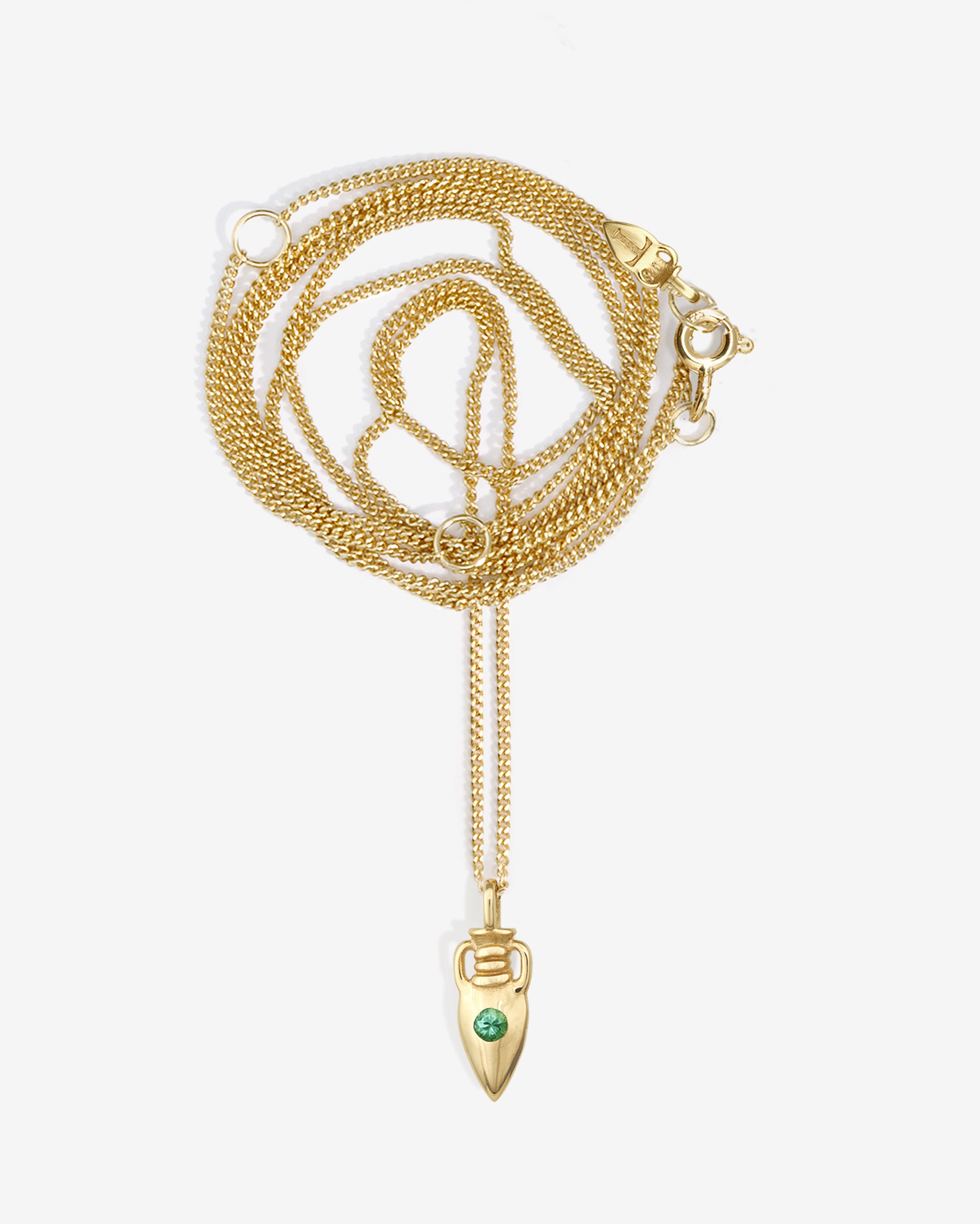 Urn Necklace Emerald Solid Gold