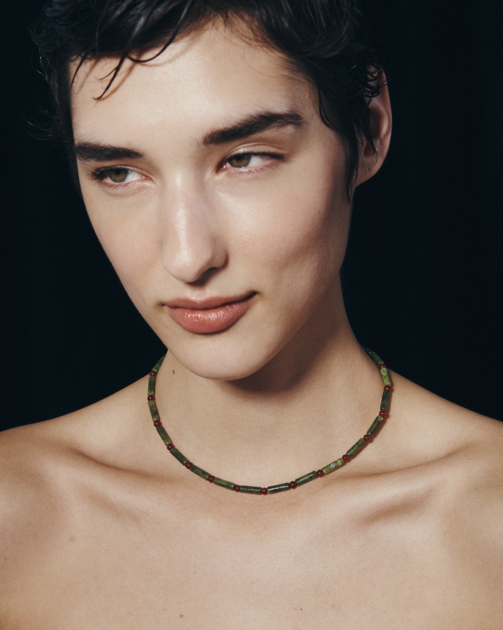 Vana Beaded Necklace Gold Vermeil, worn