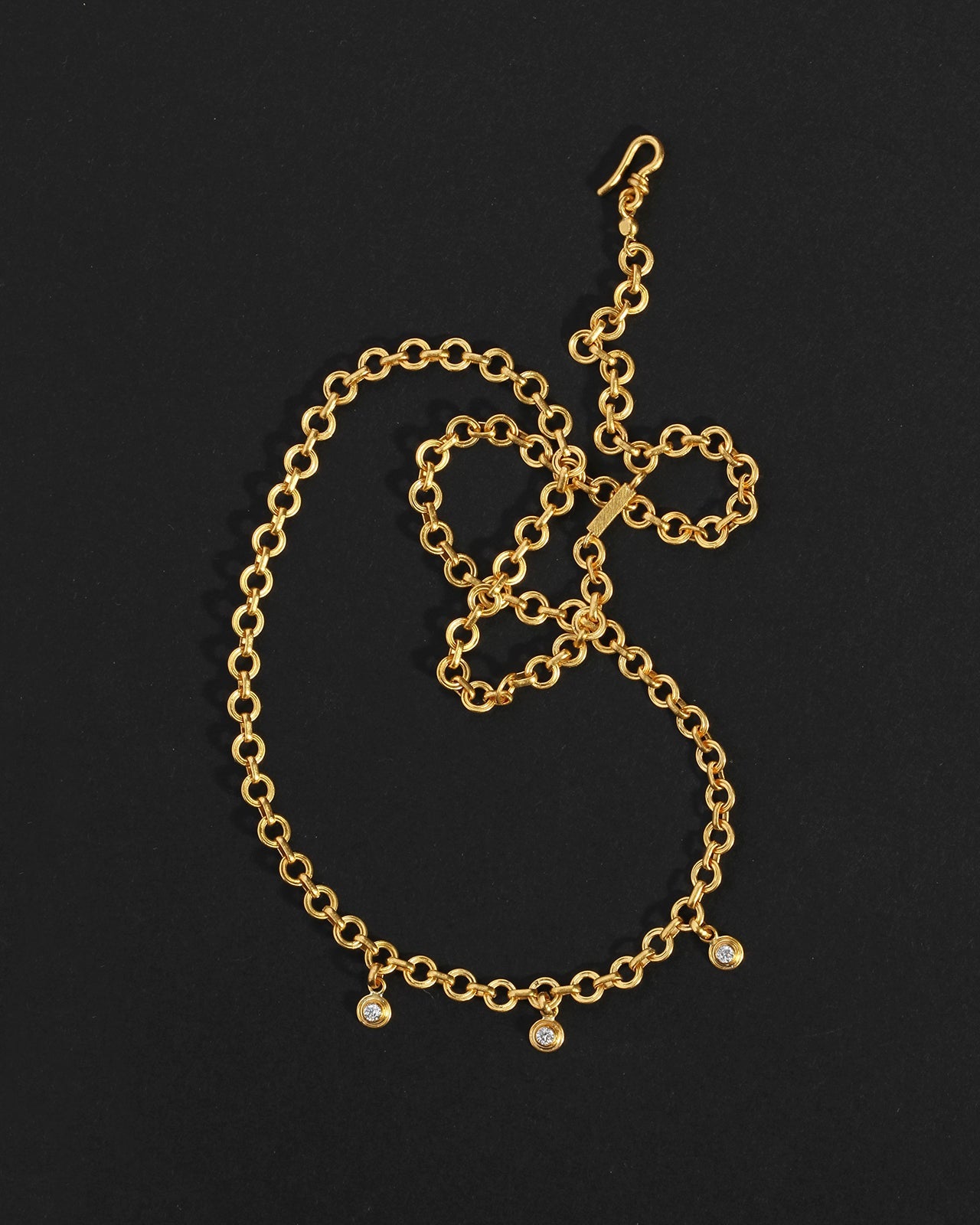 Veil Station Chain Diamond Solid Gold