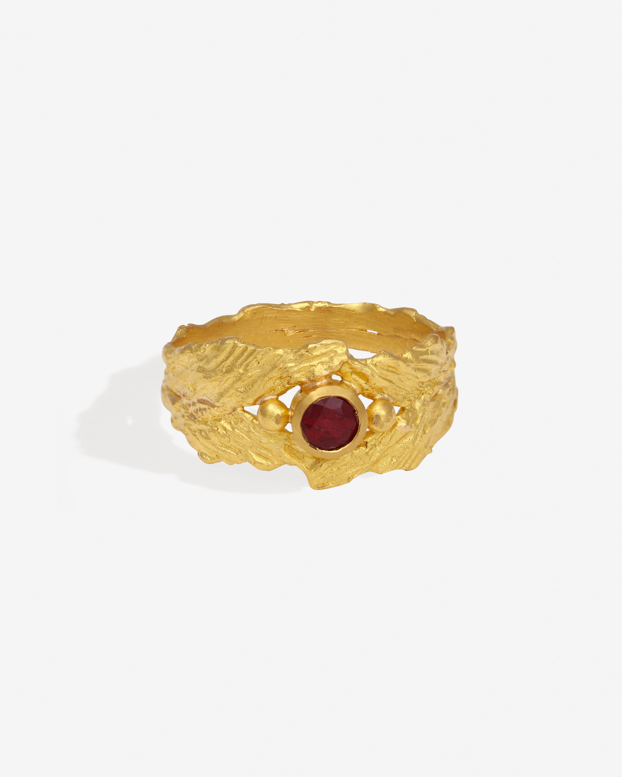 Verbena Wide Ring Ruby Solid Gold