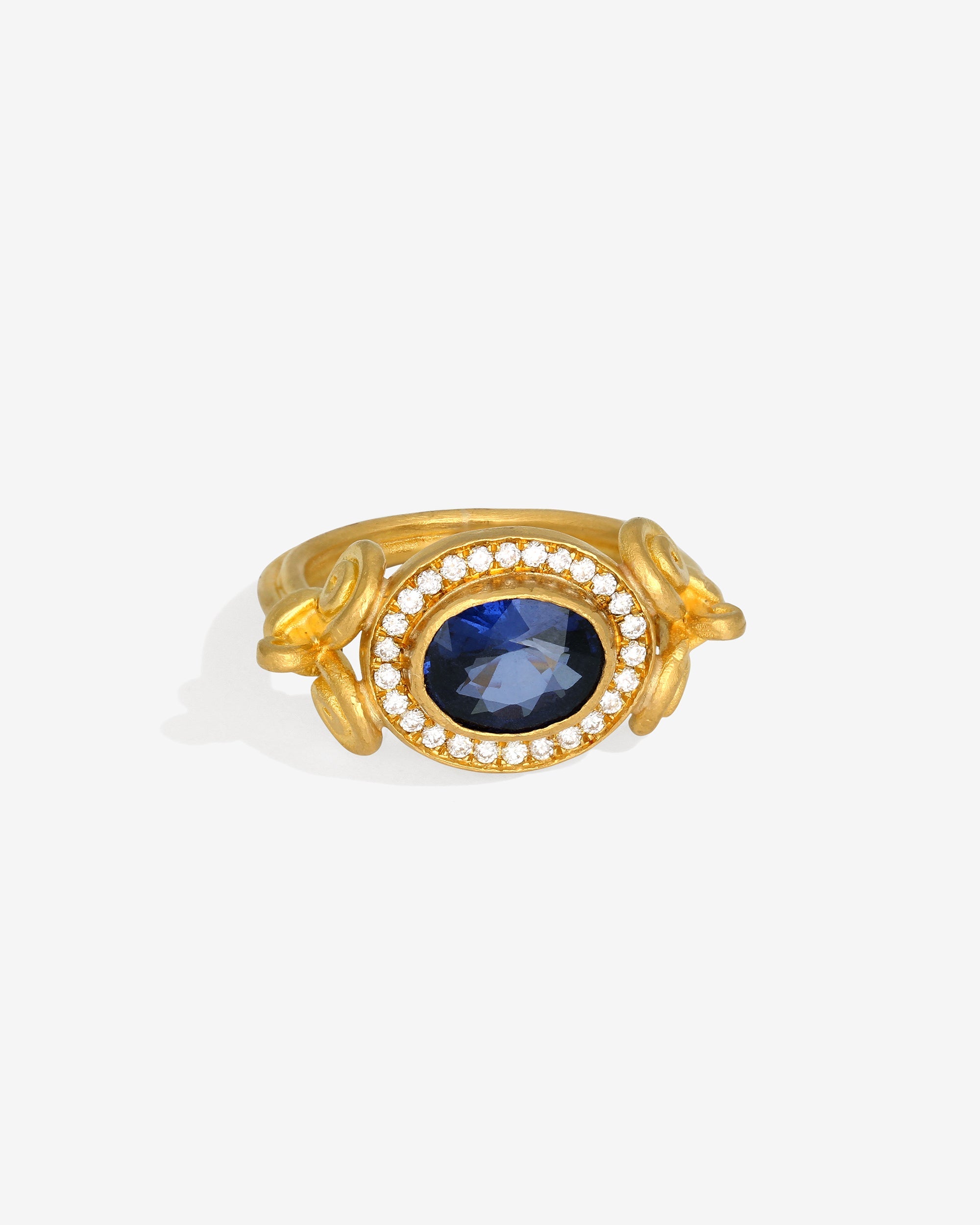 Aelia Halo Ring Sapphire Diamond Solid Gold