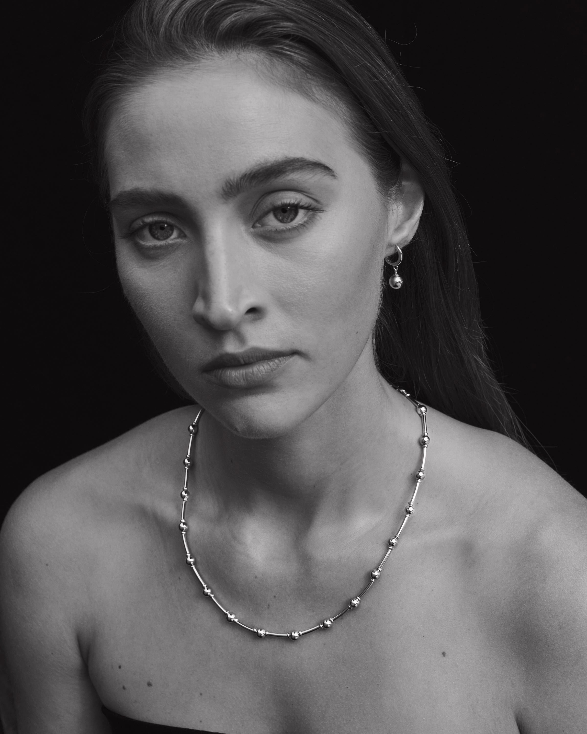 Temple of the Sun Alba Beaded Collar Silver