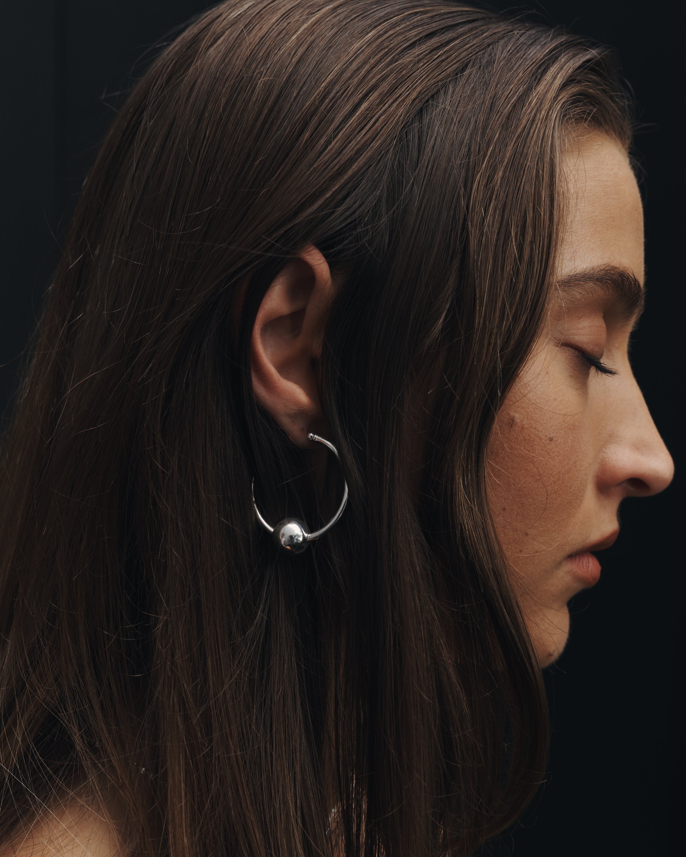 Temple of the Sun Alba Hoops Large Silver