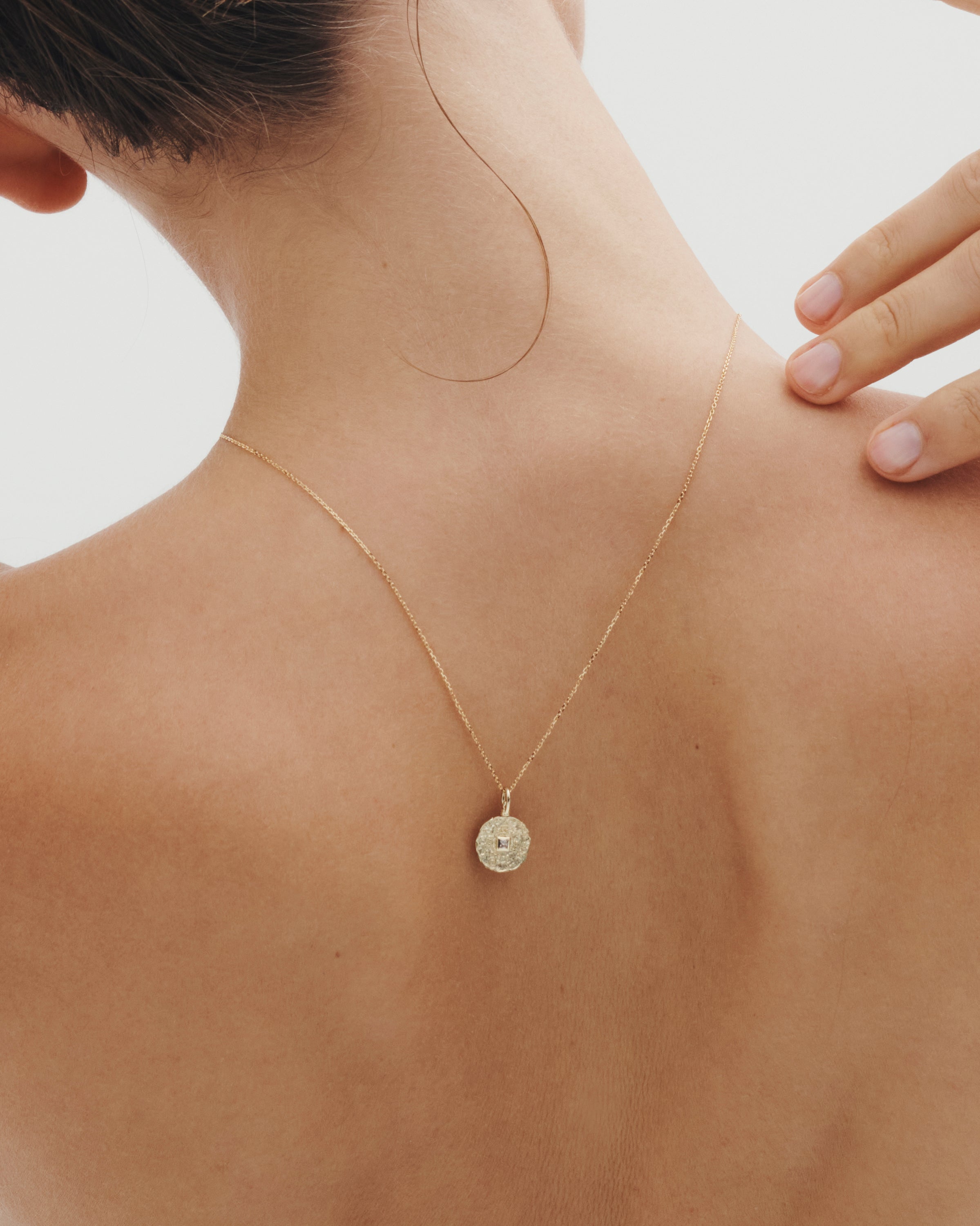 Temple of the Sun Atlantis Coin Necklace Diamond Solid Gold