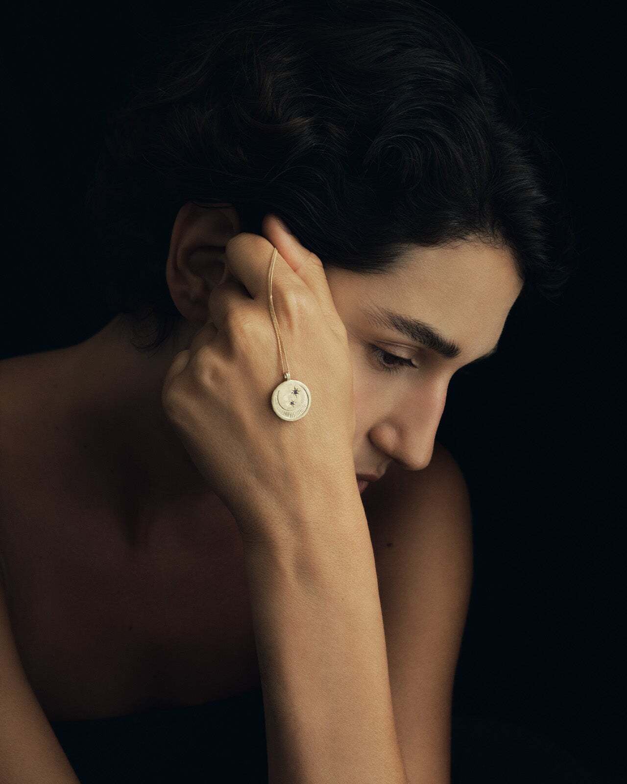 Celeste Necklace Black Diamond Solid Gold