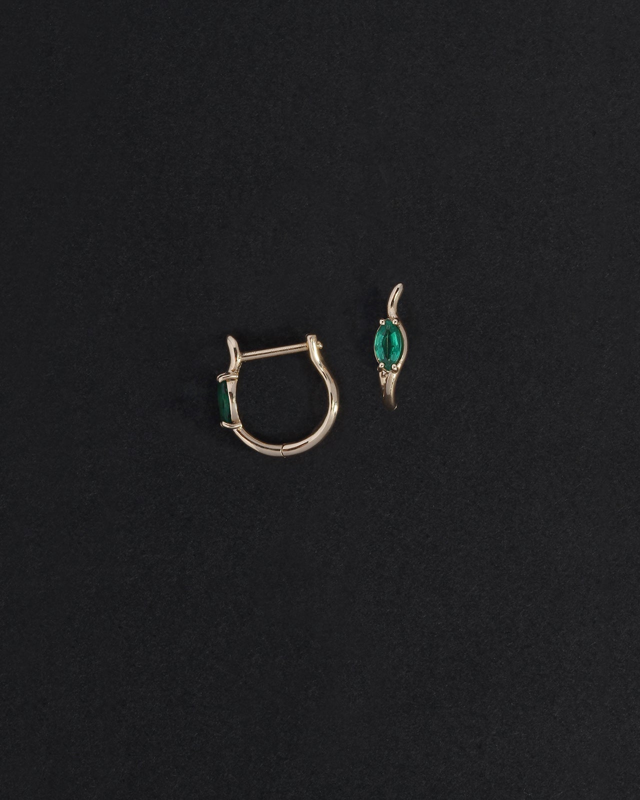 Temple of the Sun Iona Huggies Marquise Emerald Solid Gold
