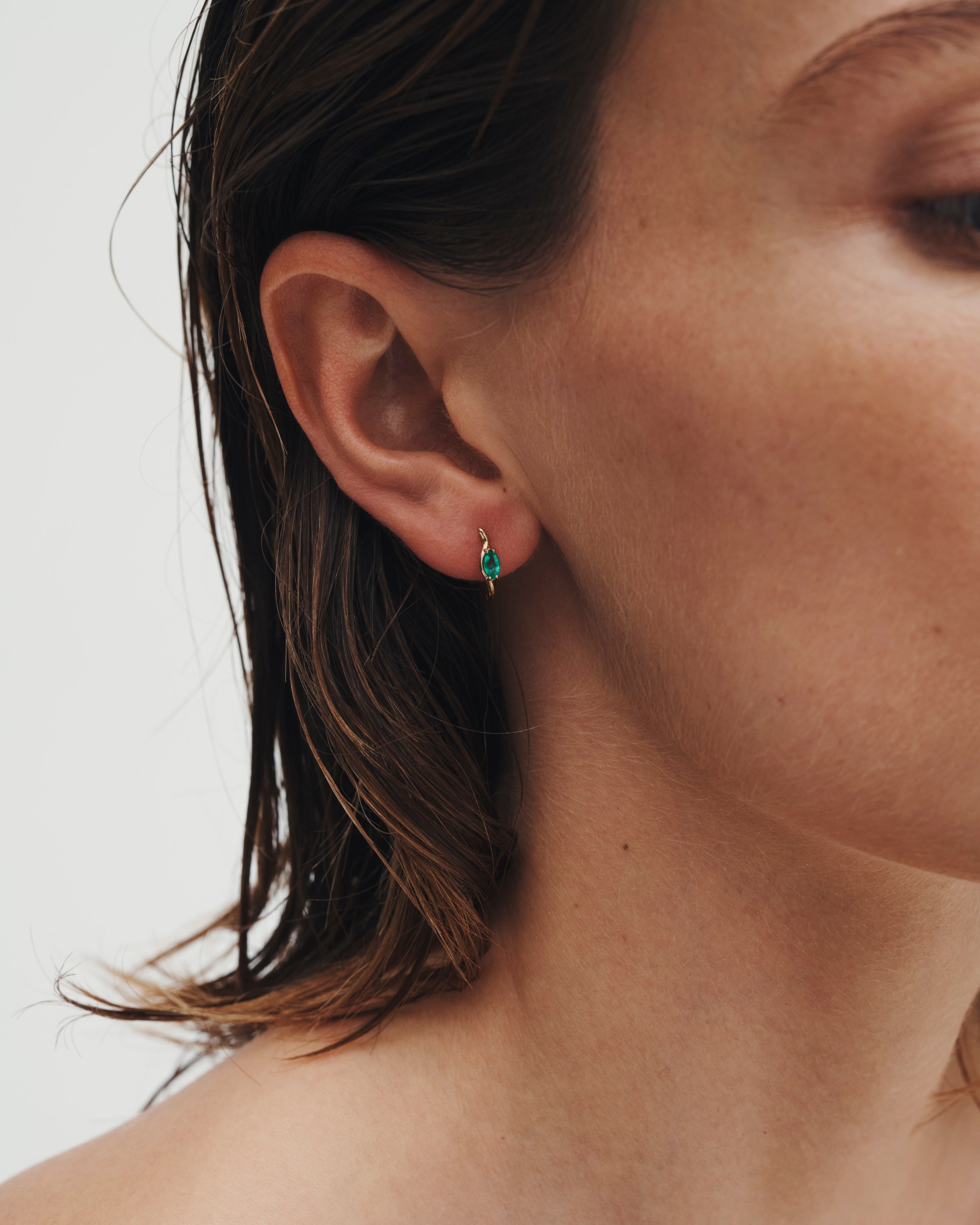 Temple of the Sun Iona Huggies Marquise Emerald Solid Gold