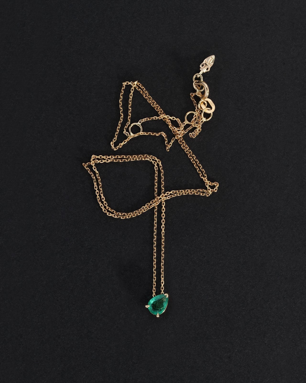 Temple of the Sun Iona Necklace Pear Emerald Solid Gold