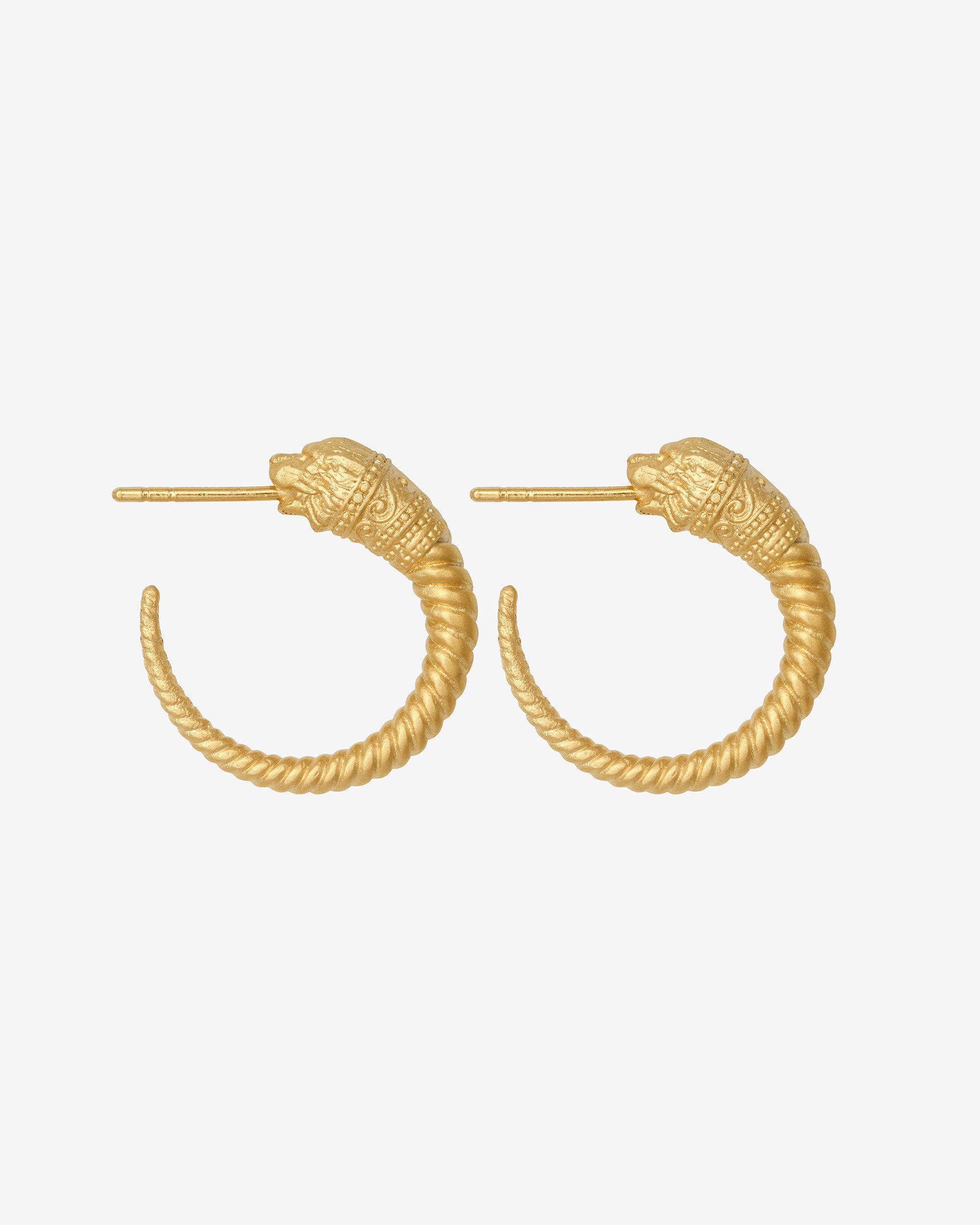 Temple of the Sun Loulon Lion Hoops Gold Vermeil