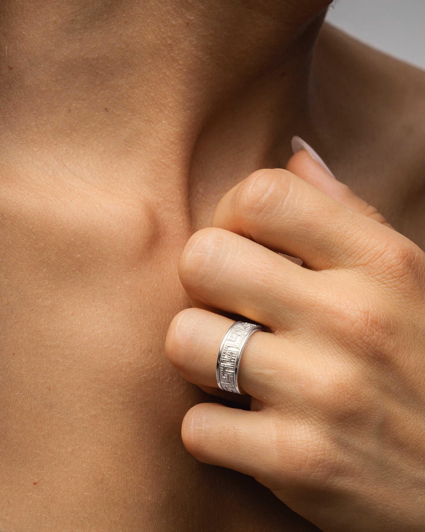 Temple of the Sun Meander Ring Silver