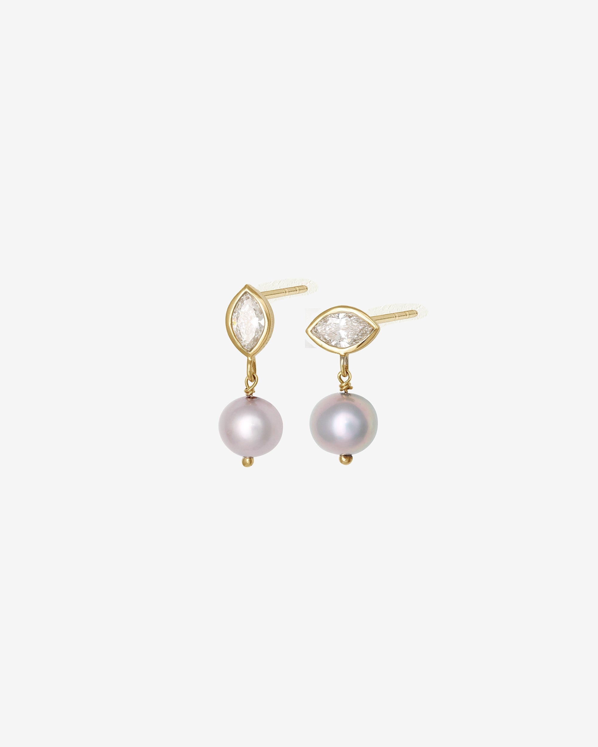 Temple of the Sun Mer Drop Earrings Pearl Diamond Solid Gold