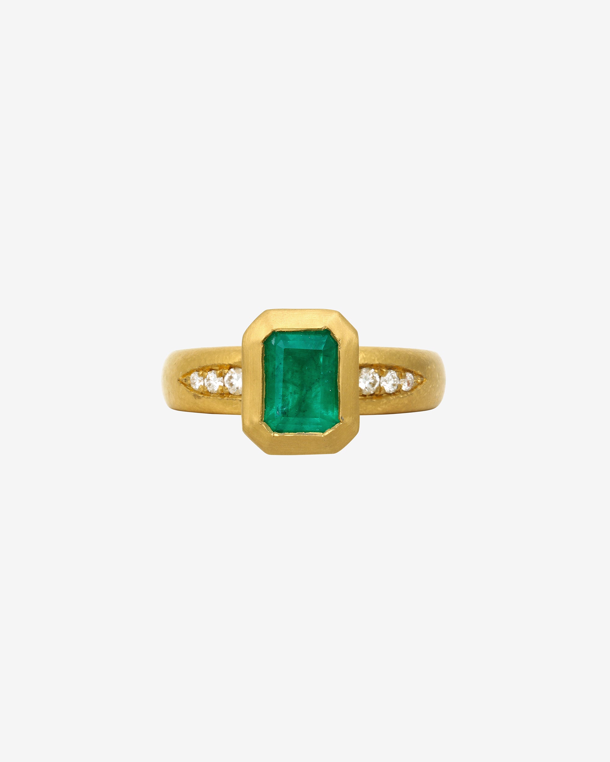 Neptune Ring Emerald Diamond Solid Gold