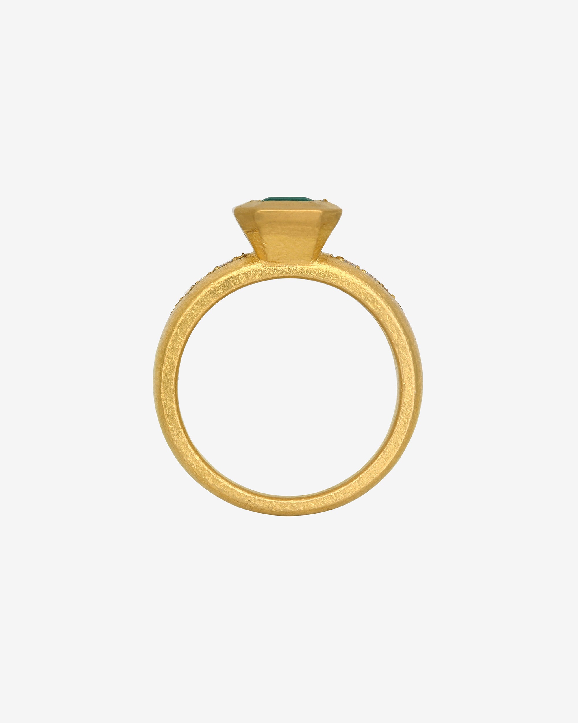 Neptune Ring Emerald Diamond Solid Gold