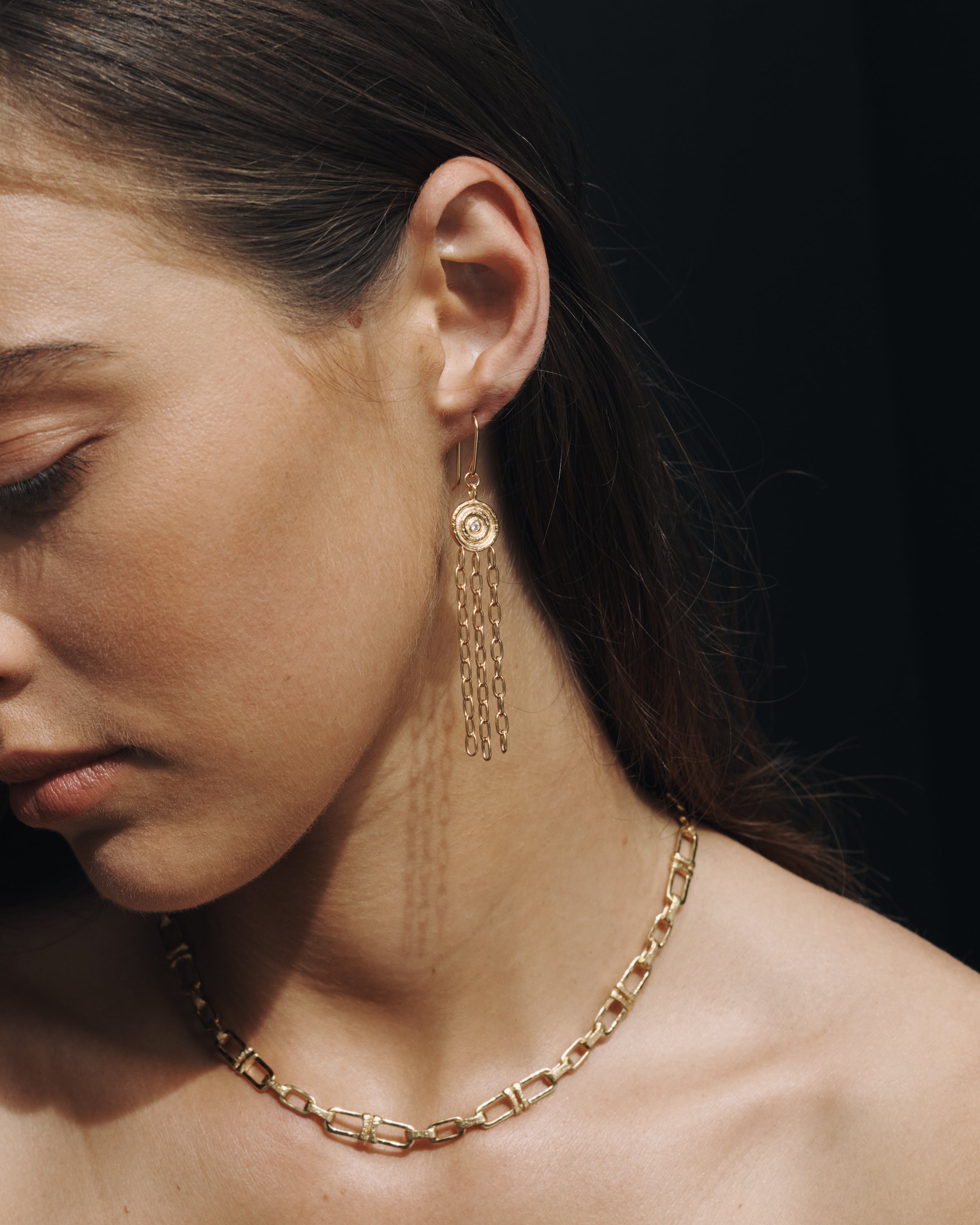 Temple of the Sun Reign Chandelier Earrings Gold Vermeil