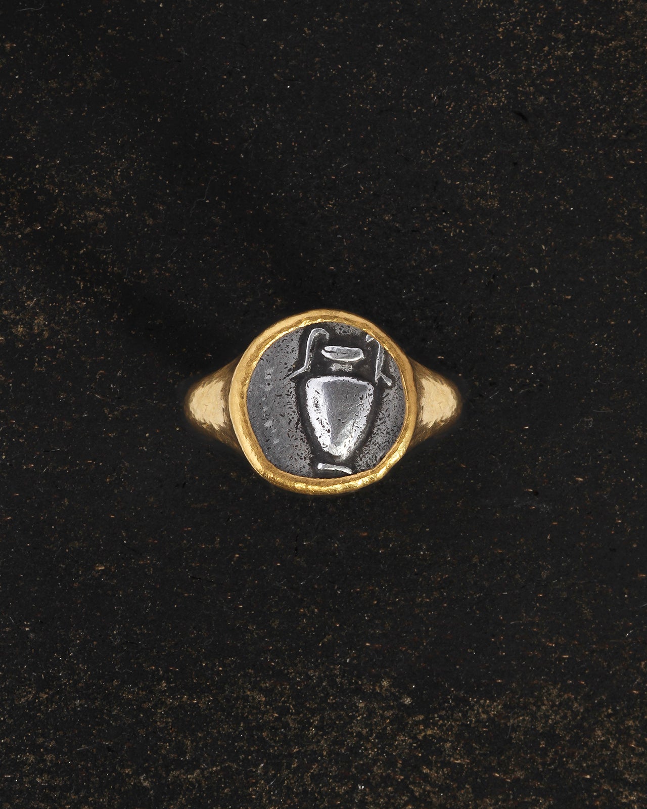 Roman Coin Ring Amphora Solid Gold