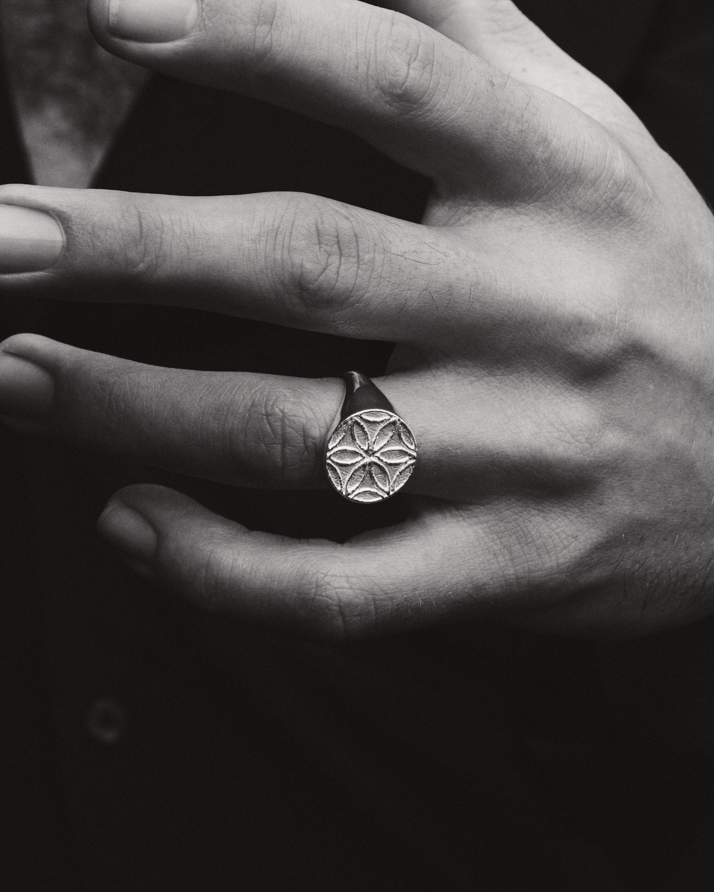 Temple of the Sun Seed of Life Seal Ring Silver