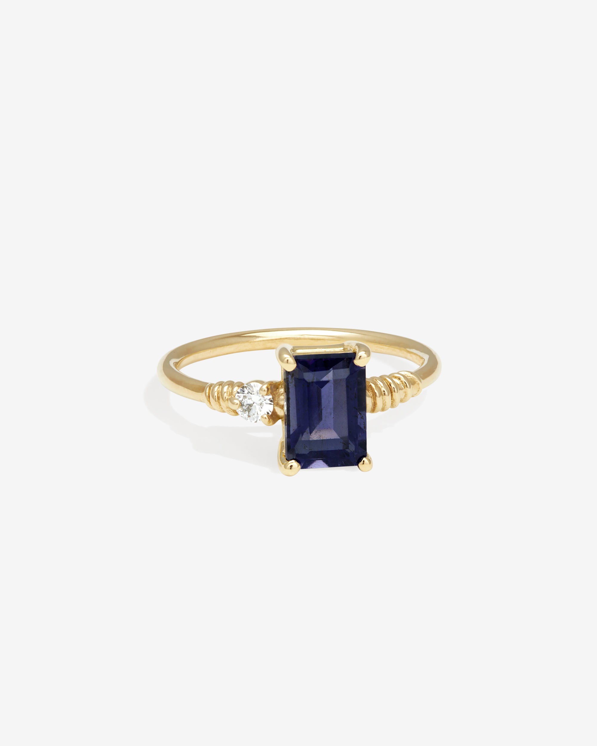 Temple of the Sun Twilight Ring Iolite Diamond Solid Gold