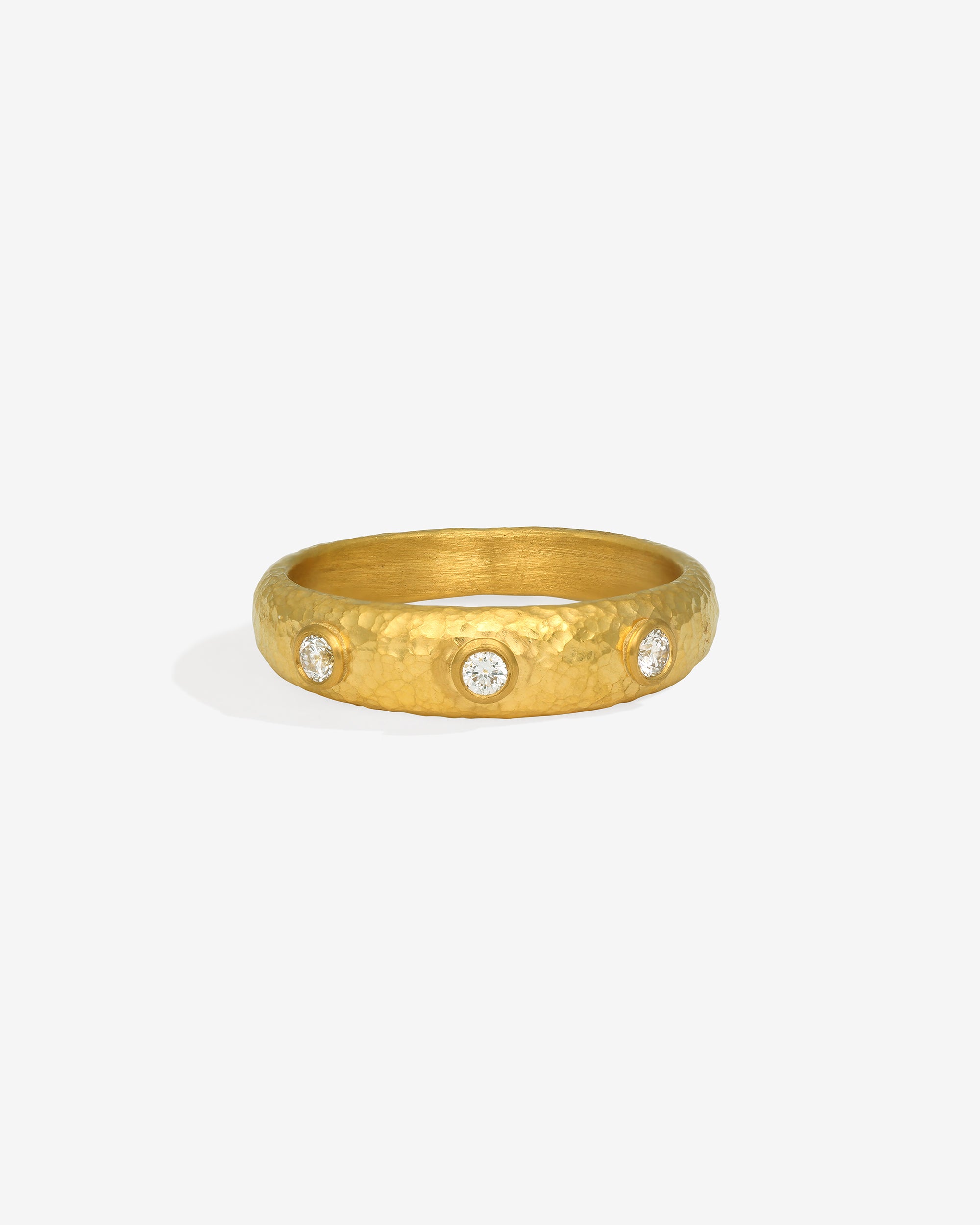 Vesper Hammered Ring Diamond Solid Gold