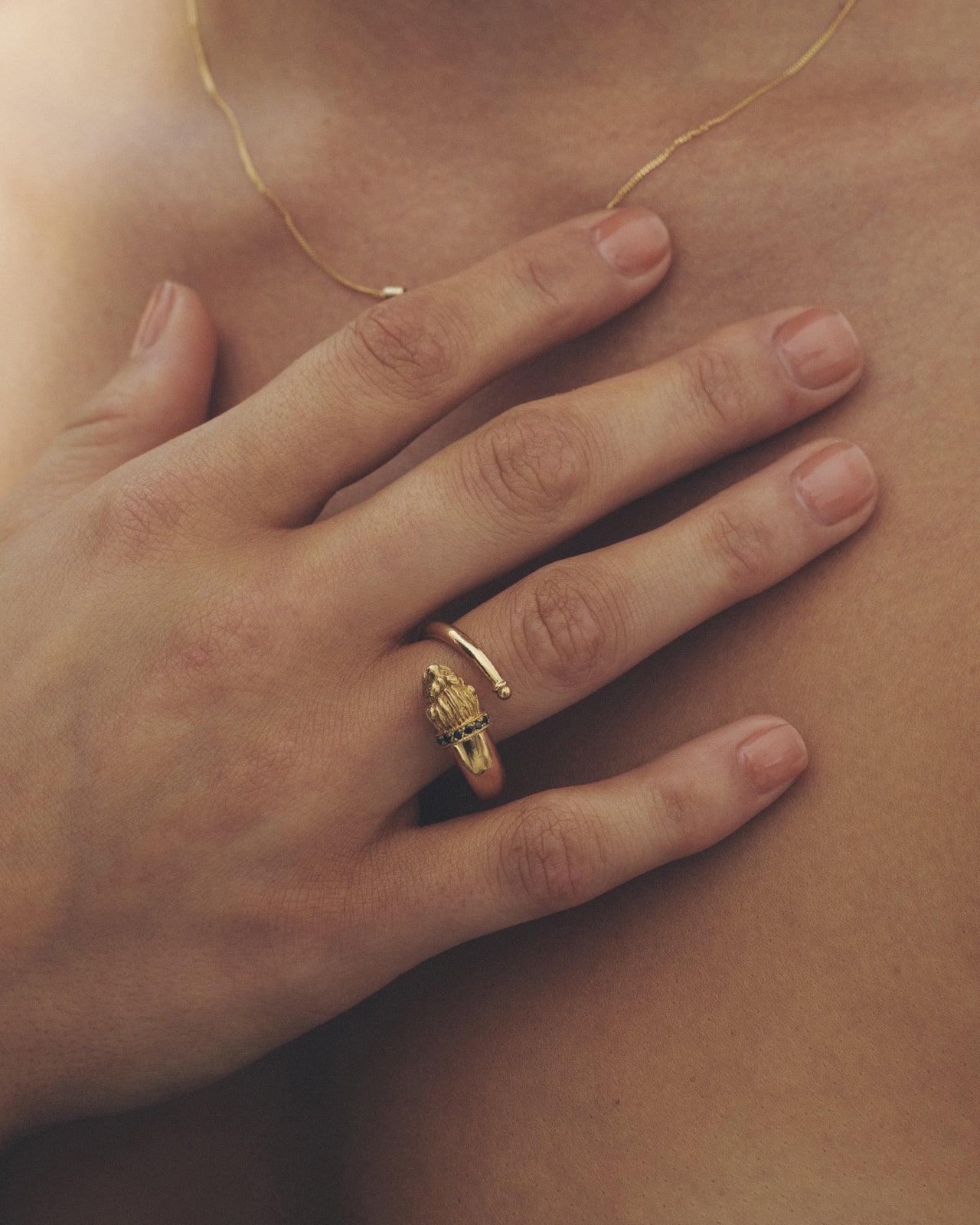 Loulon Lion Ring Black Diamond Solid Gold