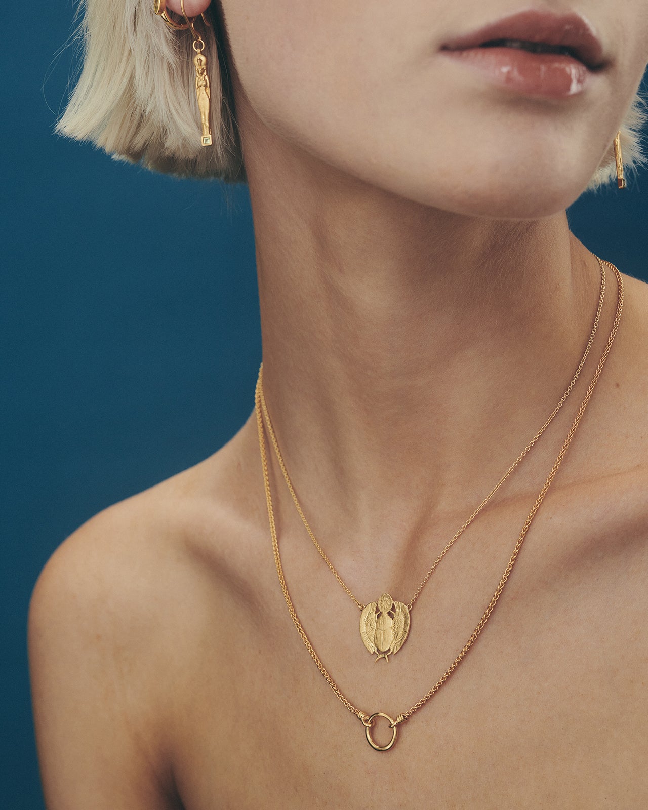 Scarab Necklace Gold Vermeil