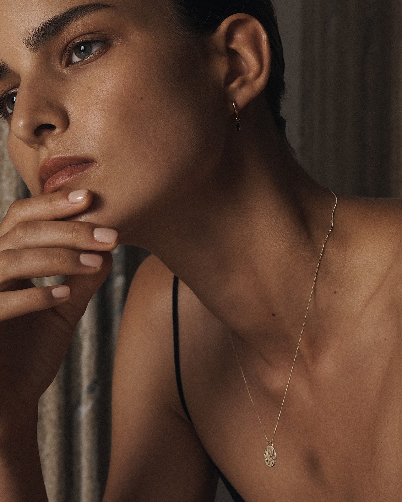 Temple of the Sun Cosmo Necklace Black Diamond Solid Gold