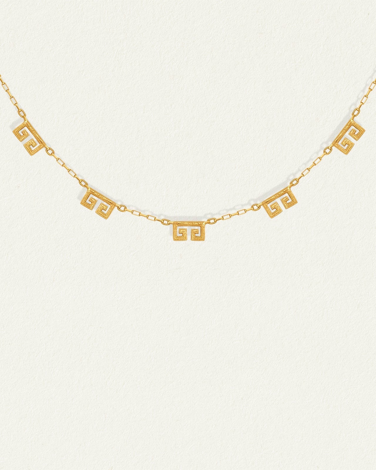 Greek Key Station Necklace Gold Vermeil