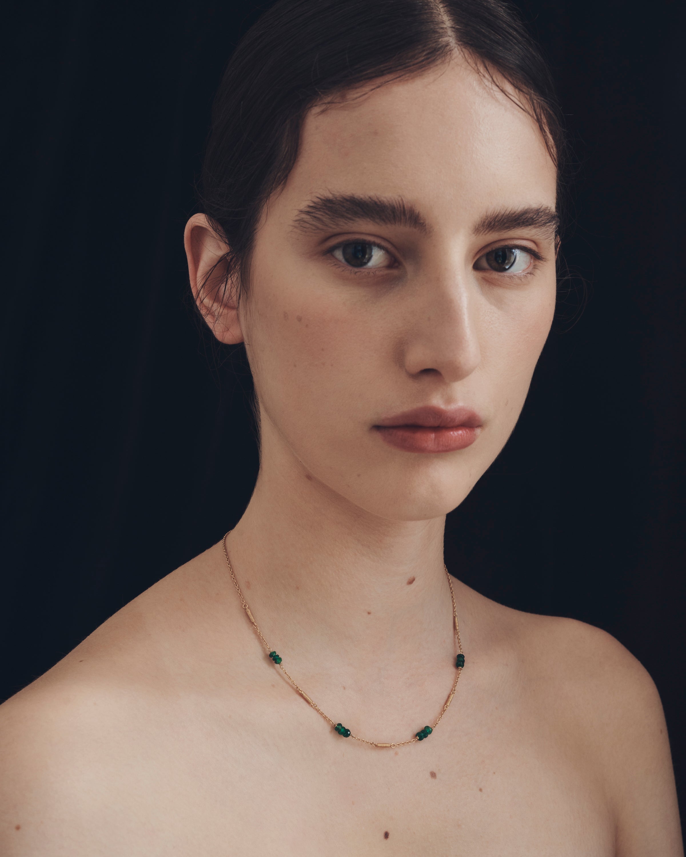 Quinn Necklace Emerald Gold Vermeil