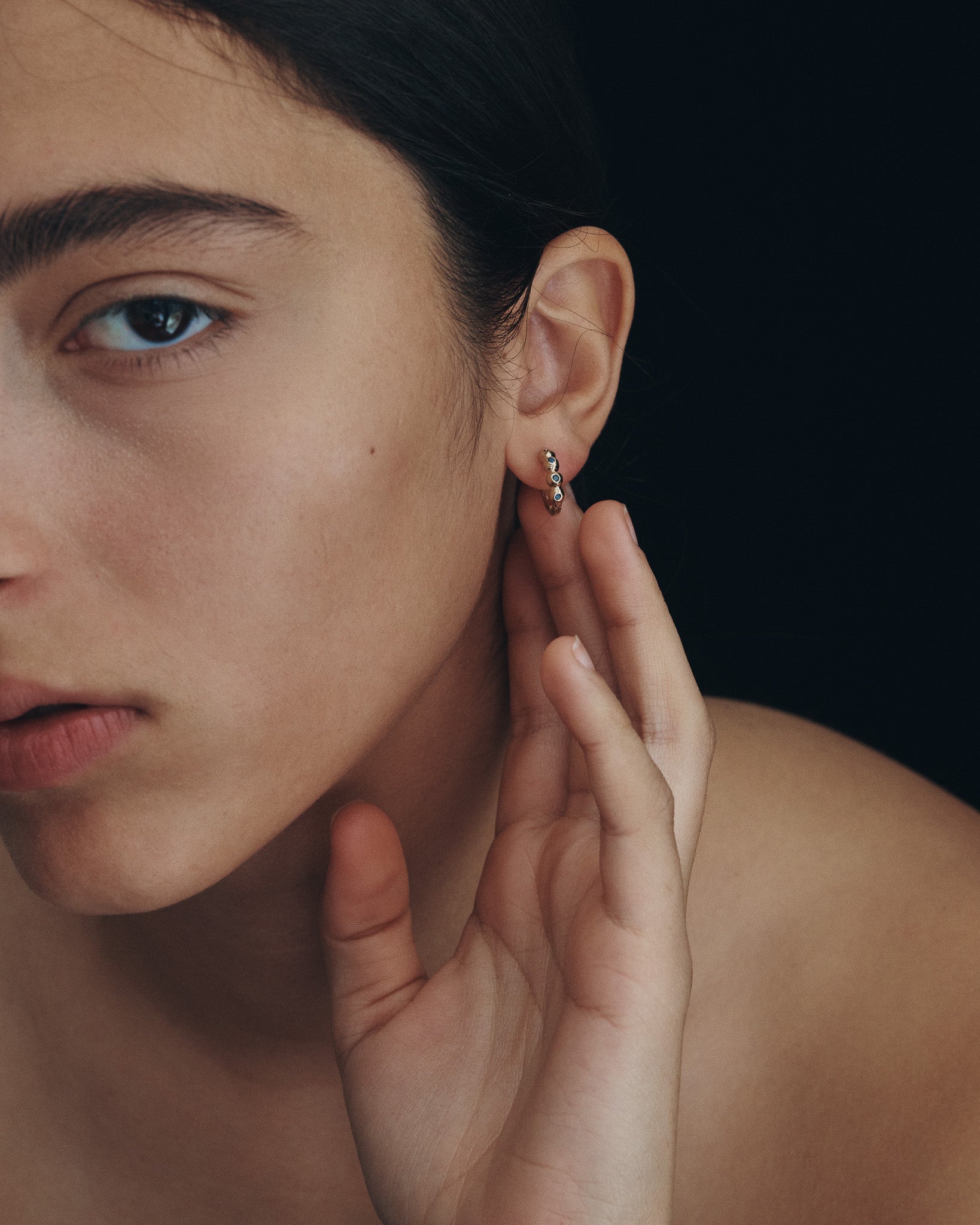 Ayana Huggies Sapphire Solid Gold