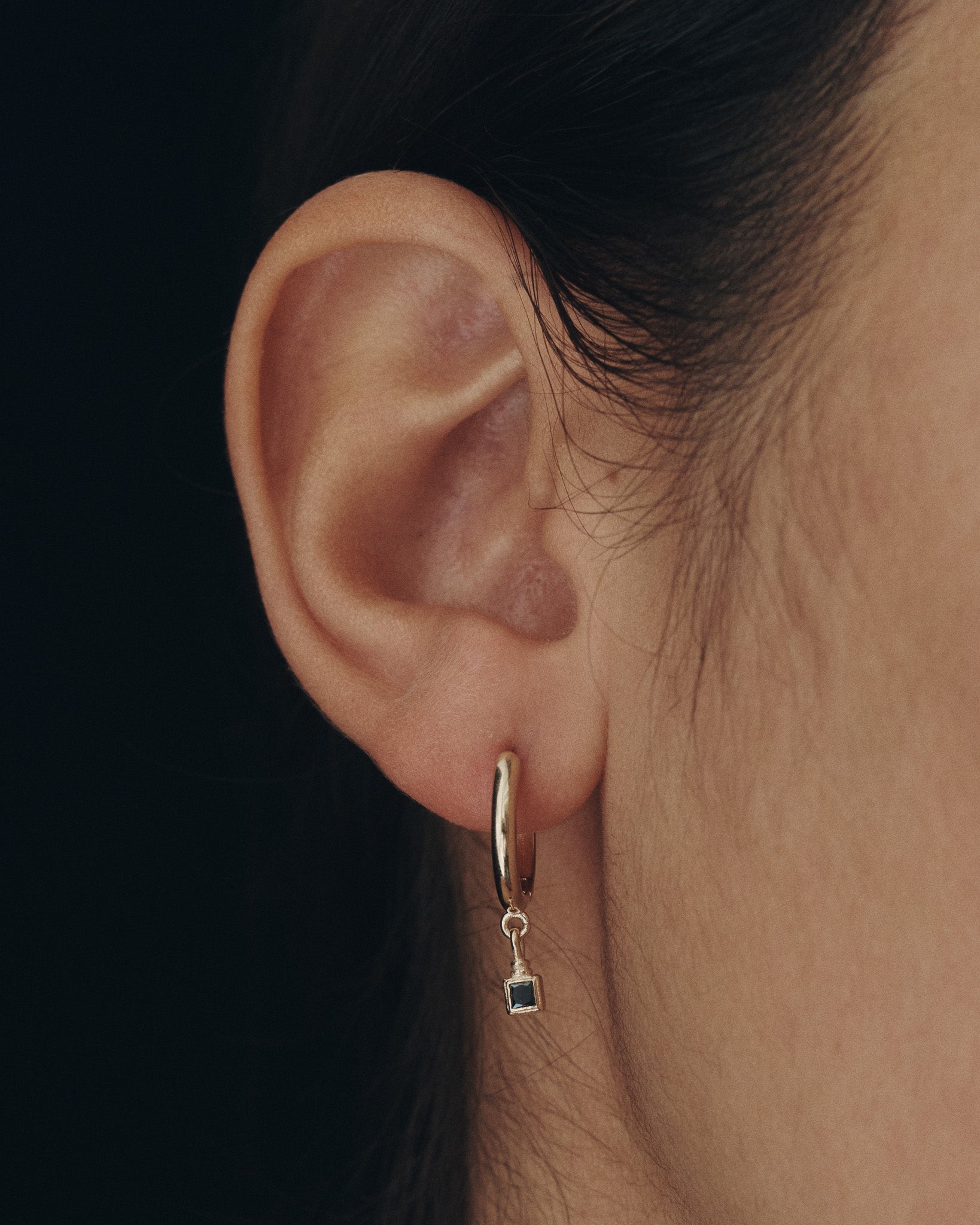 Relic Princess Drop Earrings Black Diamond Solid Gold