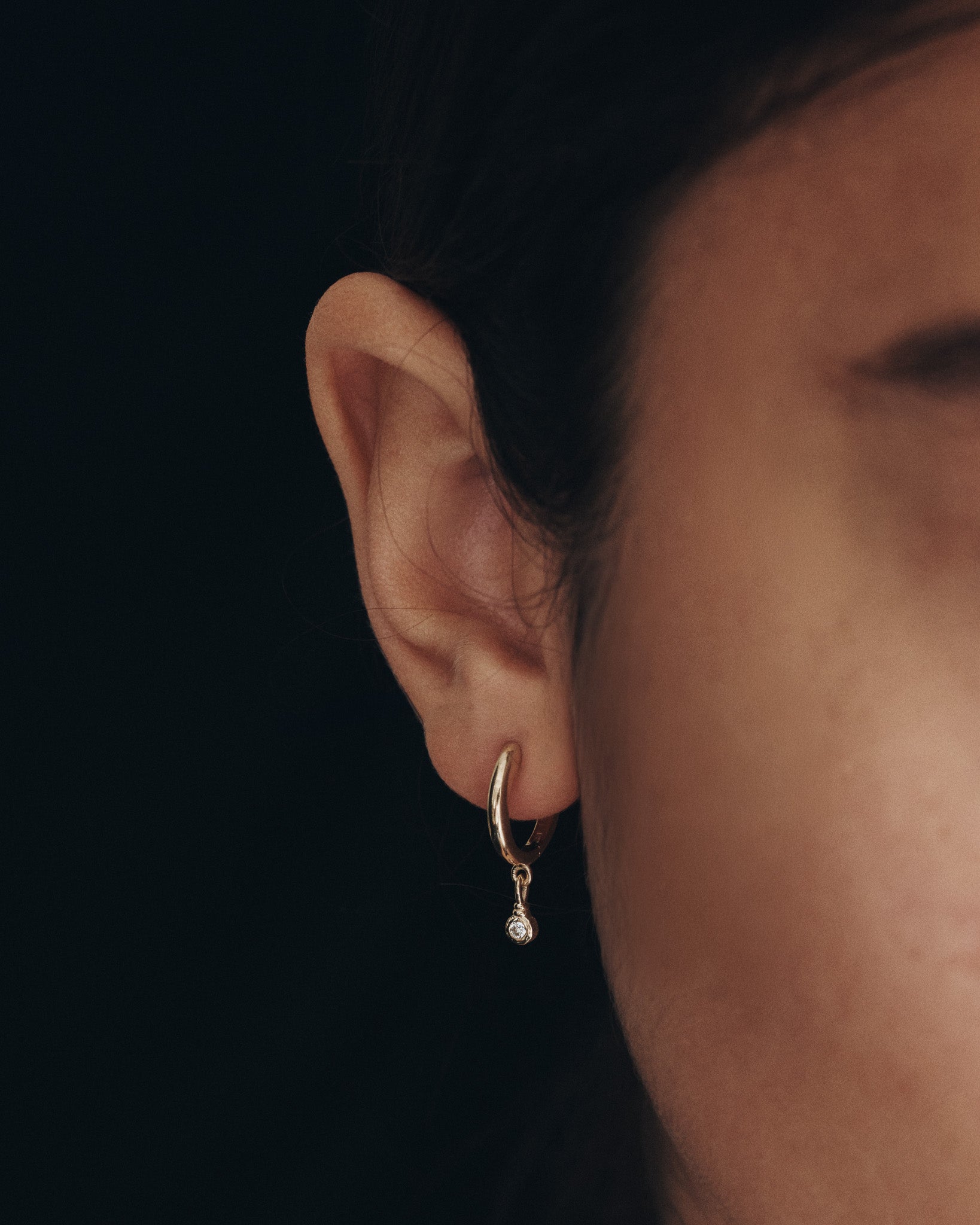 Relic Round Drop Earrings Diamond Solid Gold