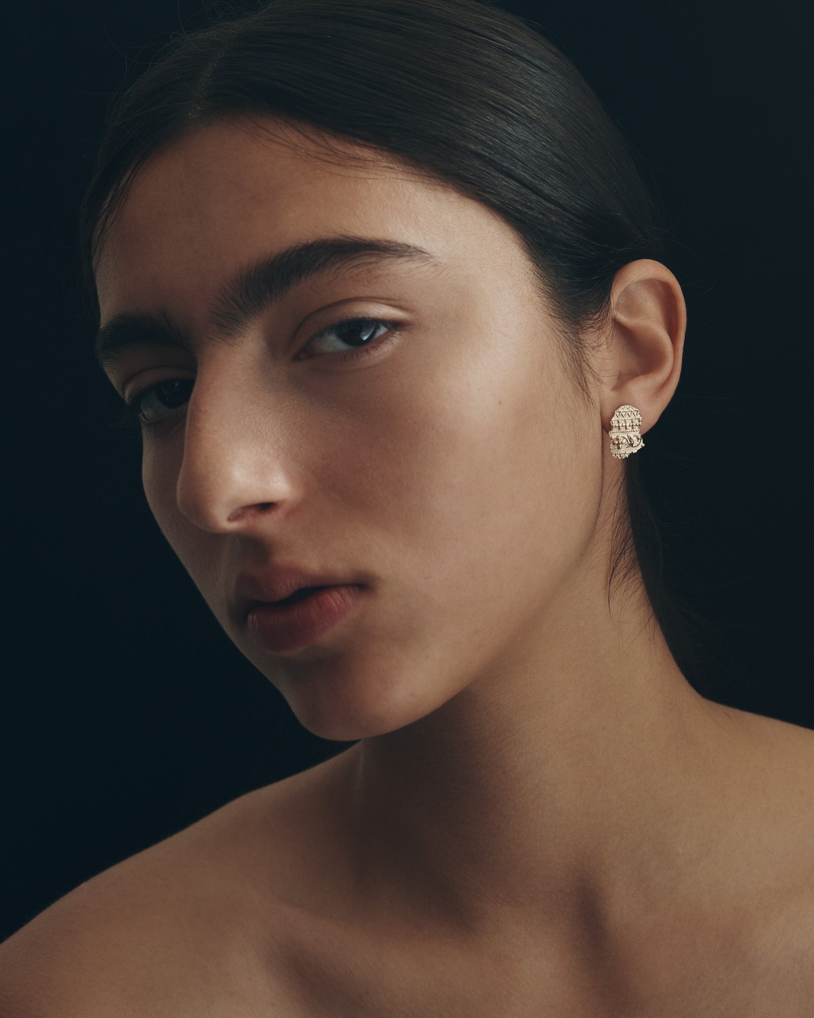 Relic VII Asymmetrical Earrings Solid Gold