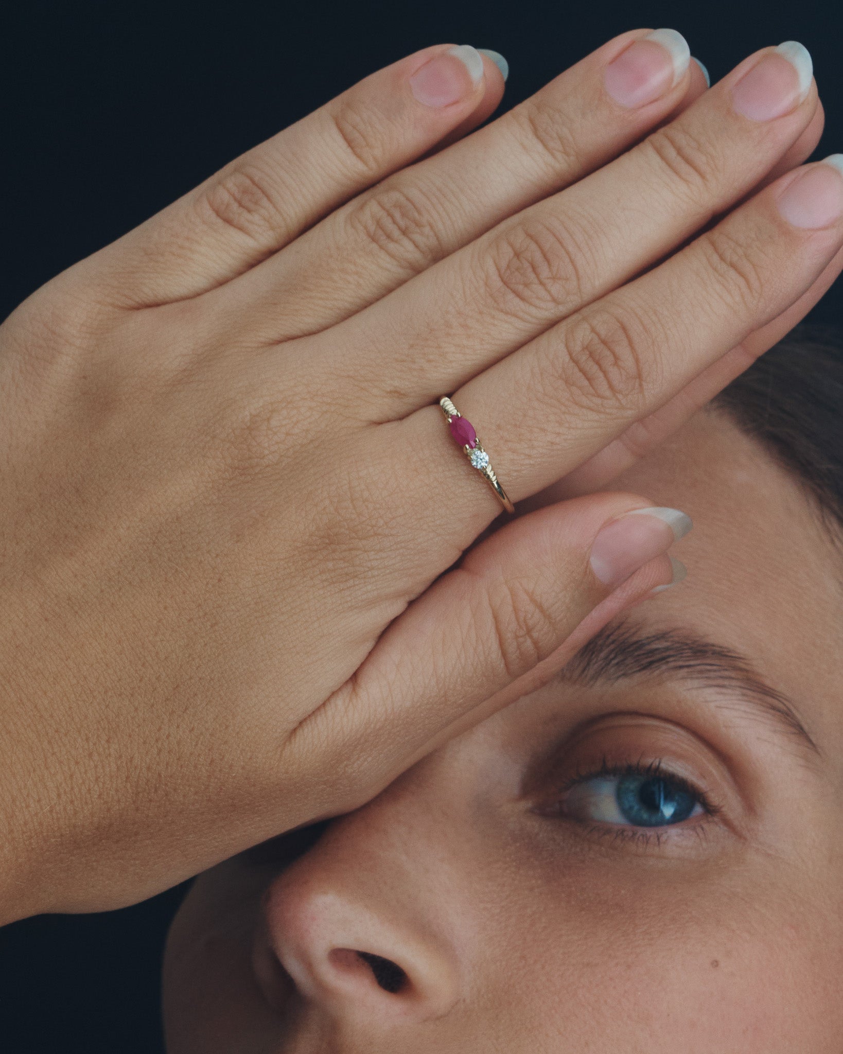 Jasmine Ring Ruby Diamond Solid Gold