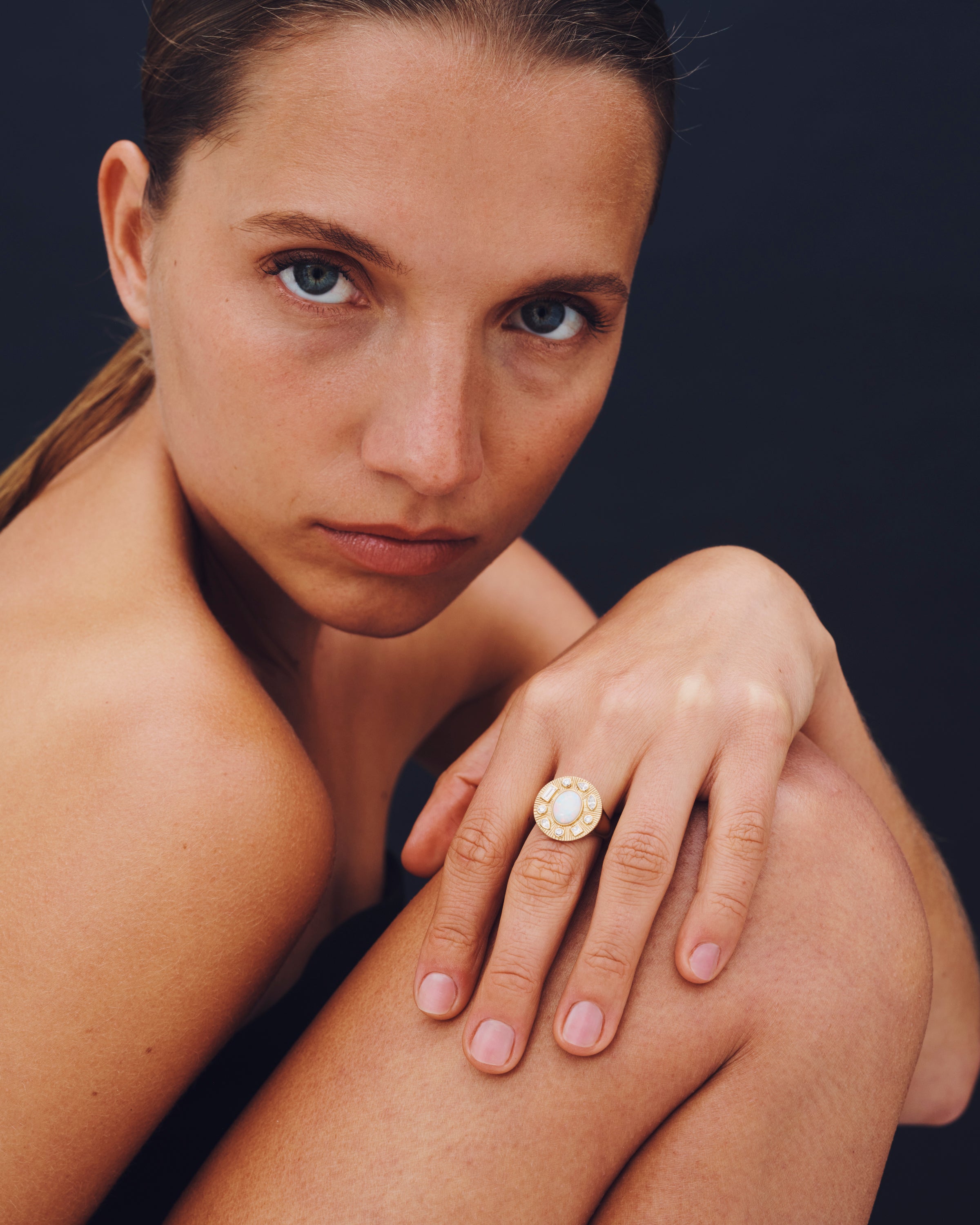 Radiance Ring Opal Diamond Solid Gold