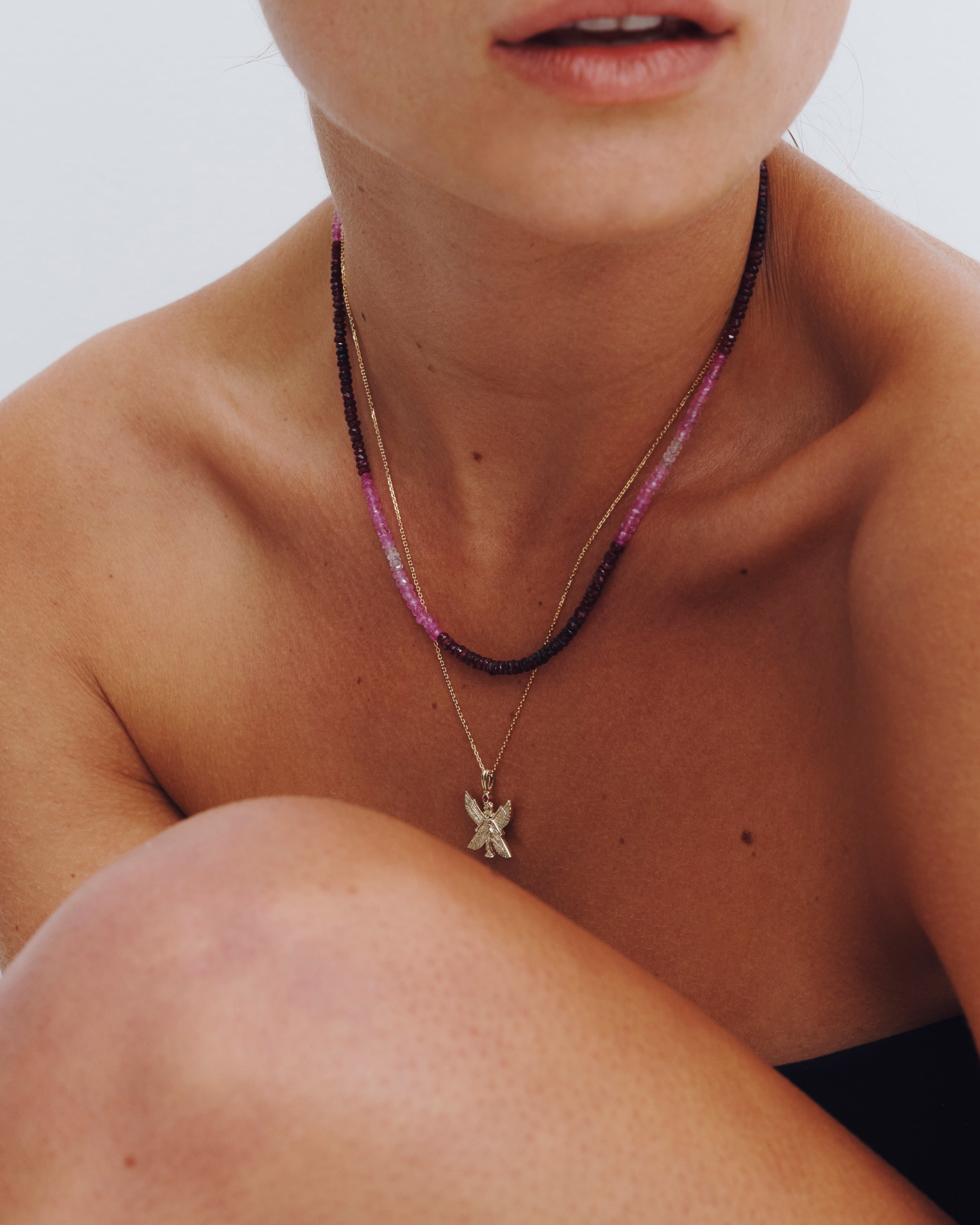 Ombre Necklace Ruby Solid Gold