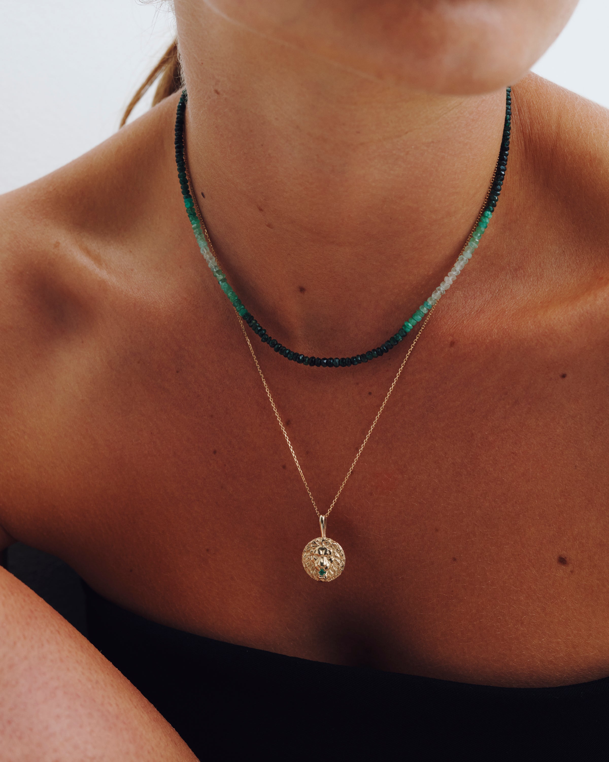 Ombre Necklace Emerald Solid Gold