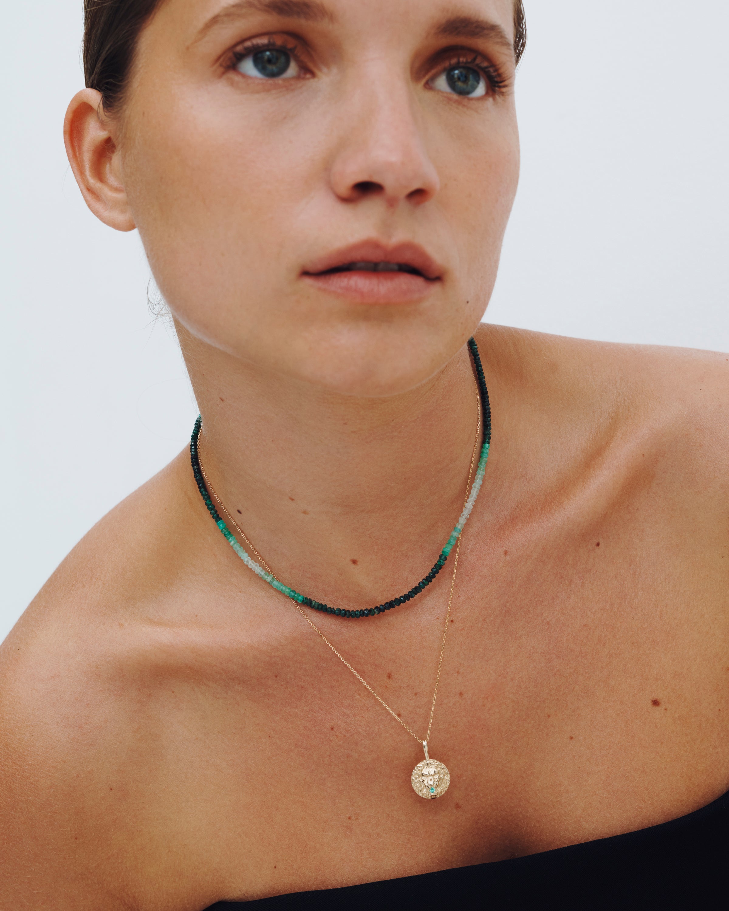 Ombre Necklace Emerald Solid Gold