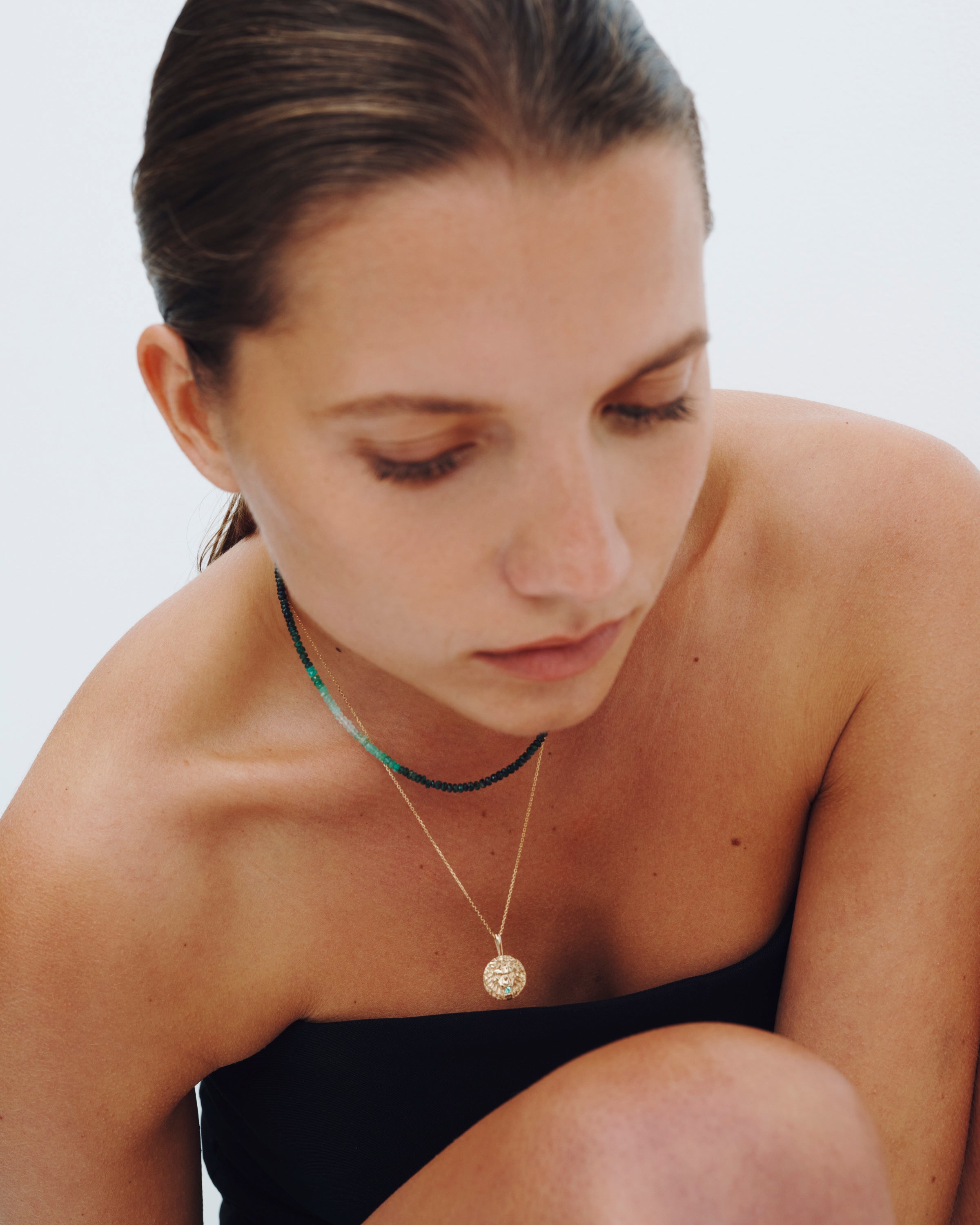 Ombre Necklace Emerald Solid Gold