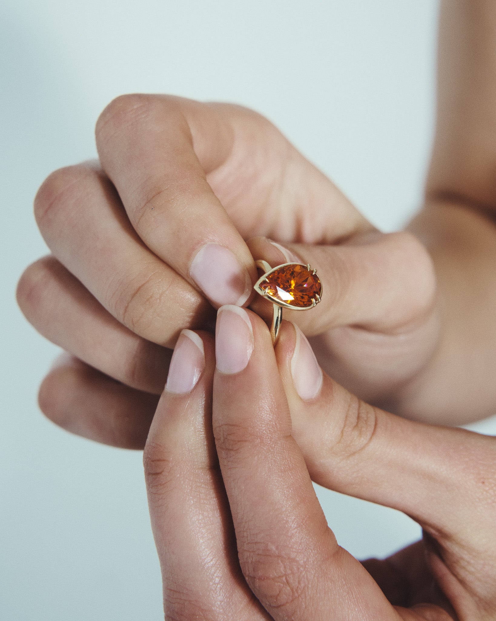 Azalea Pear 3.67ct Spessartite Ring Solid Gold