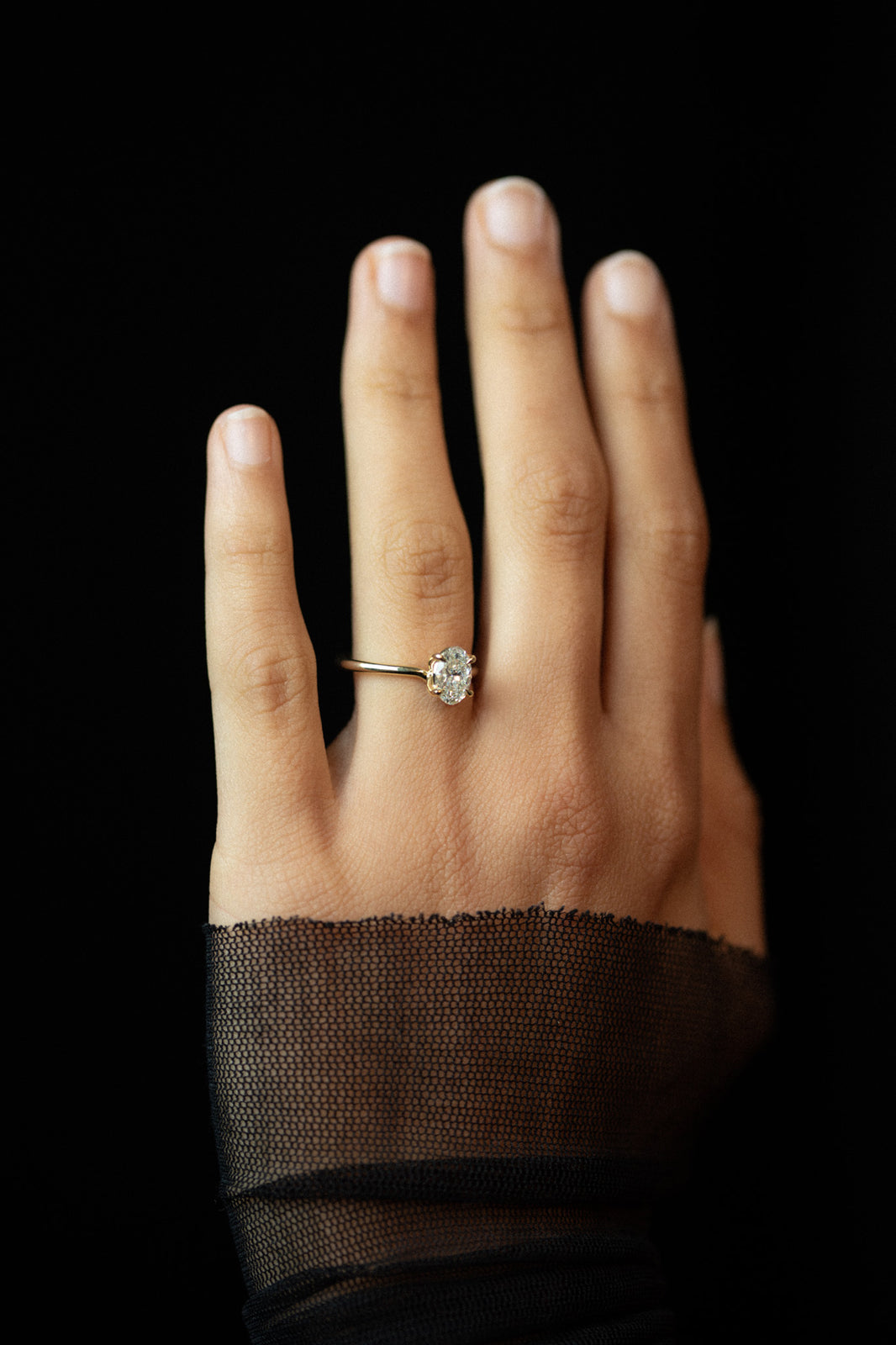 Adama Oval Ring Solitaire Diamond Solid Gold