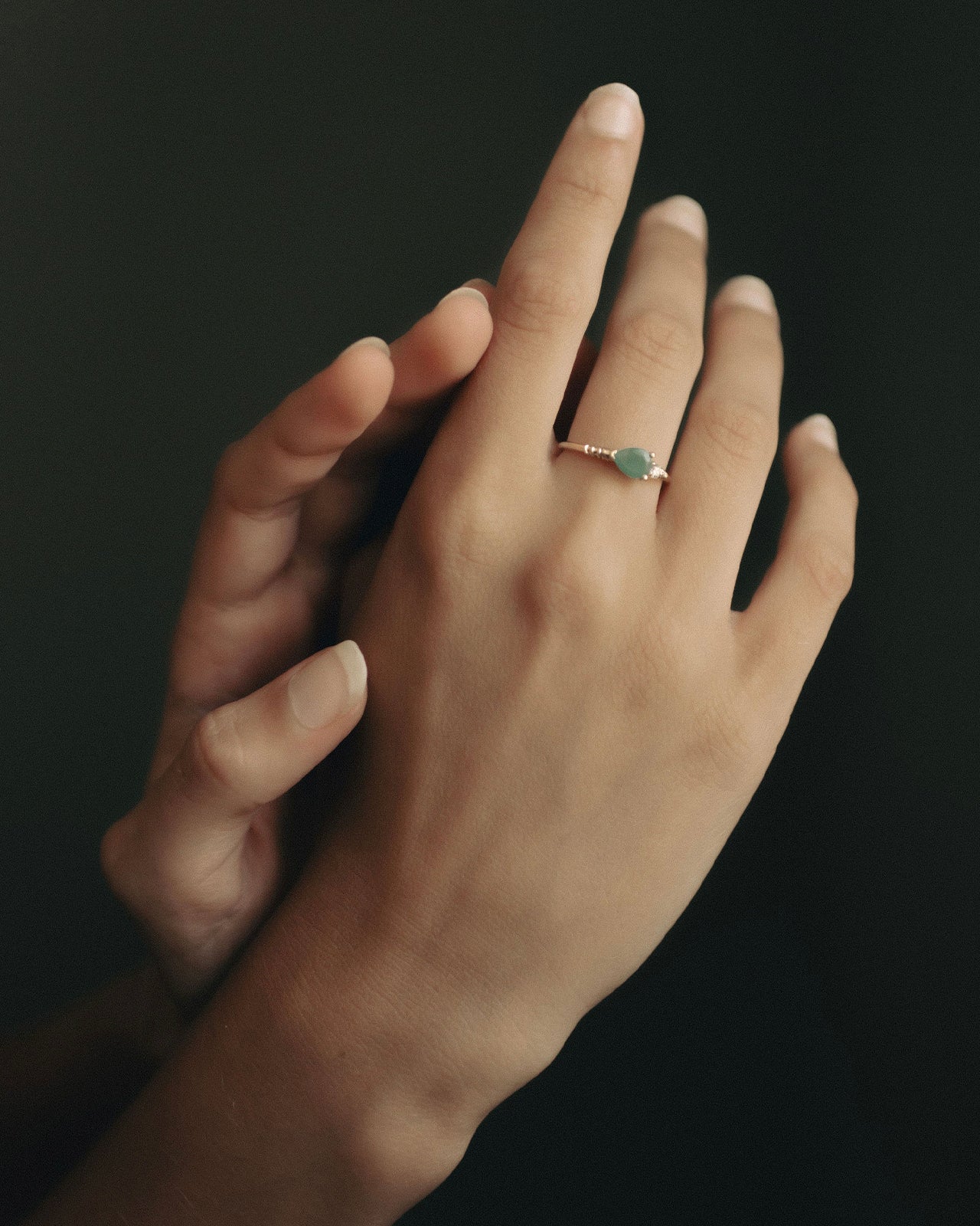 Ariel Ring Emerald Diamond Solid Gold