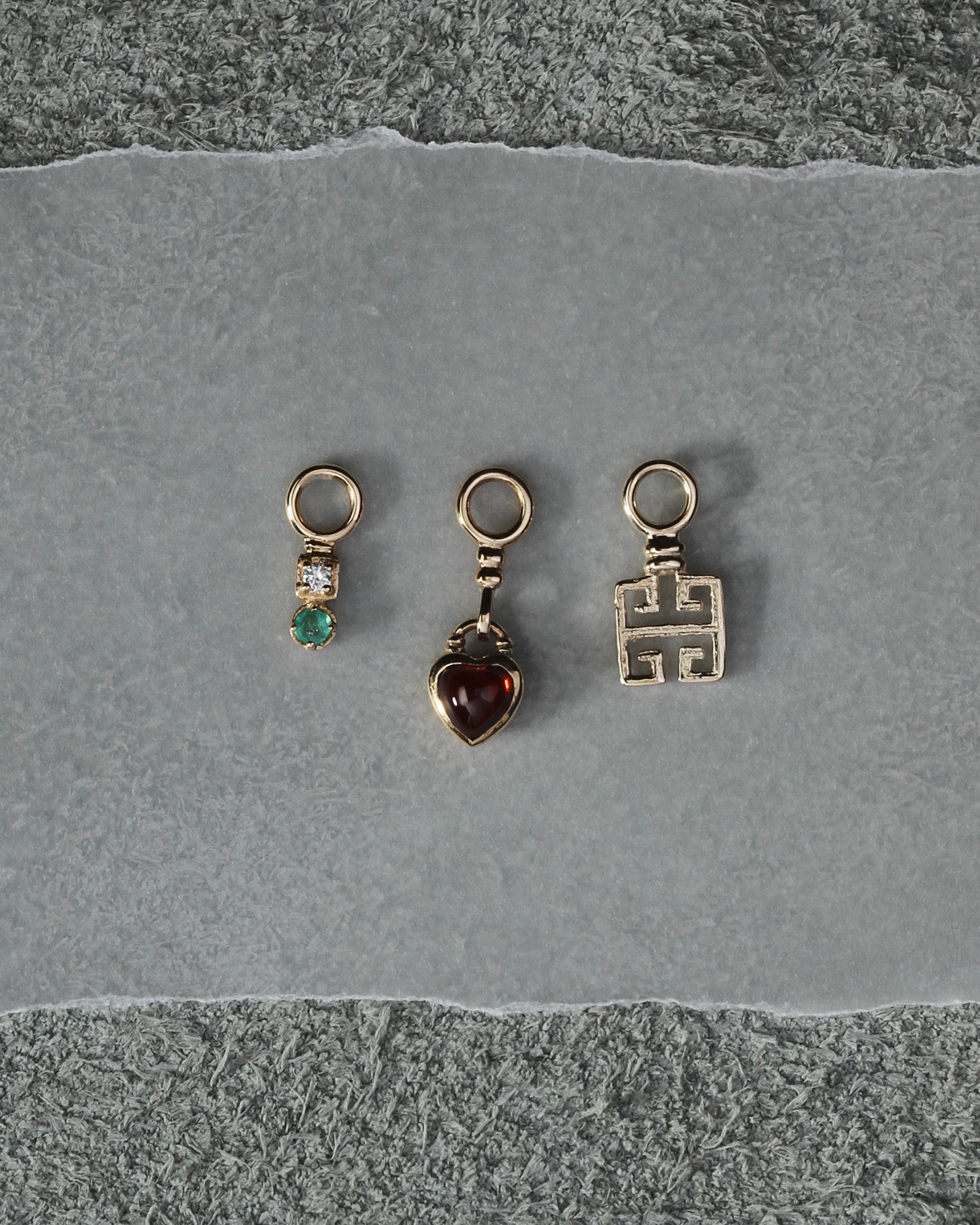 Venus Ear Charm Garnet Solid Gold